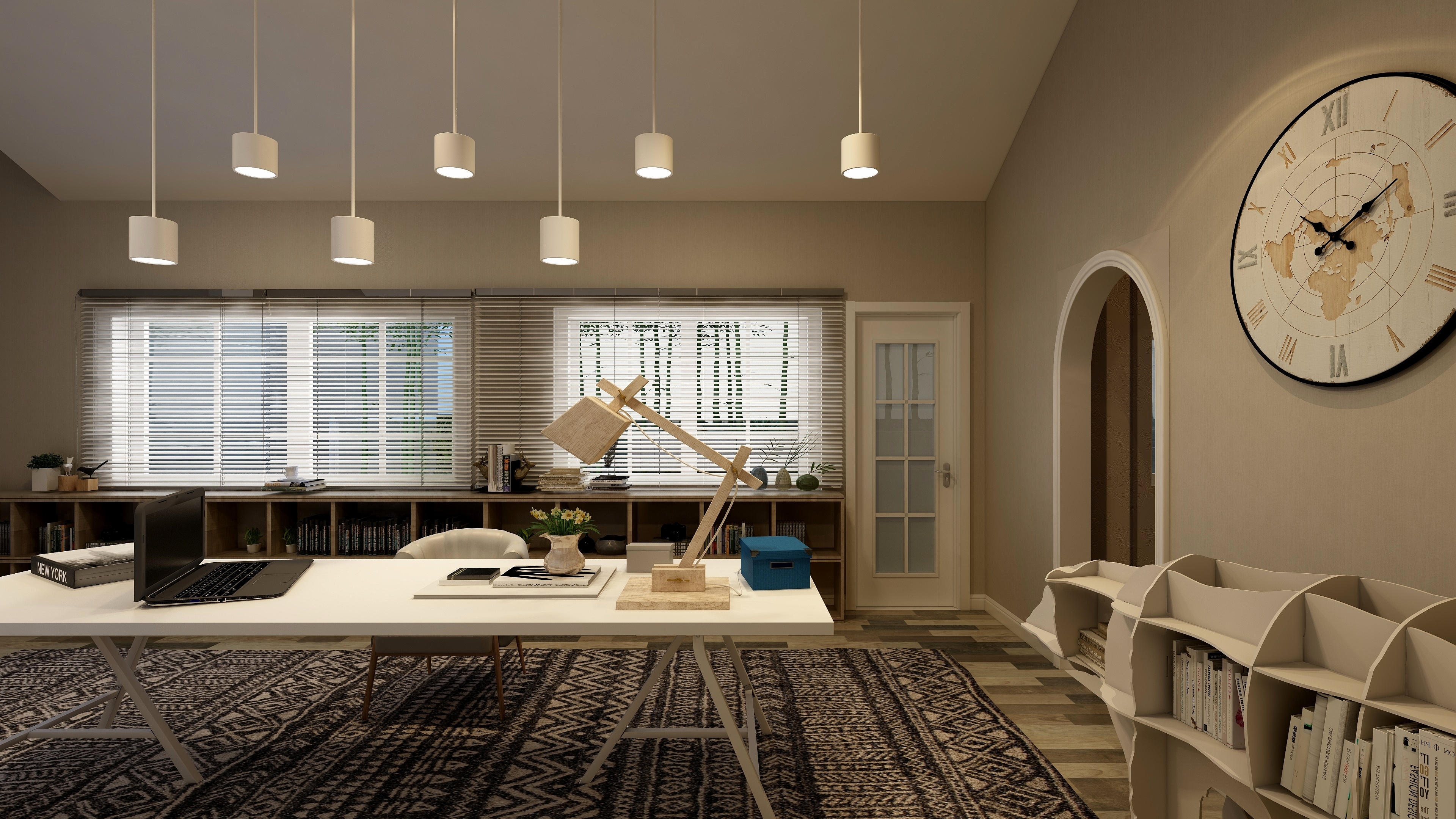 刘刚-轻奢美式二层工作间装修效果图第2张