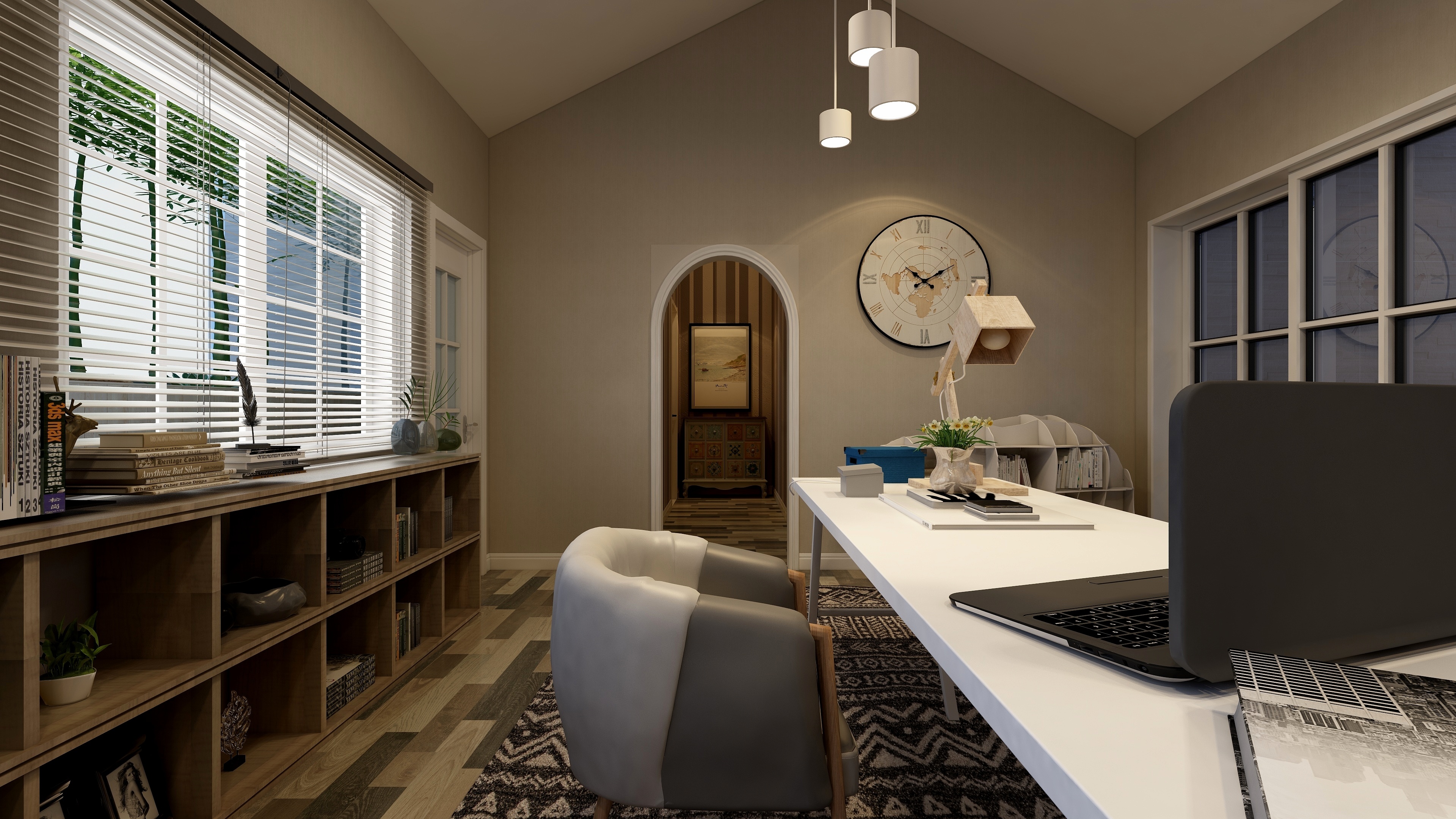 刘刚-轻奢美式二层工作间装修效果图第4张