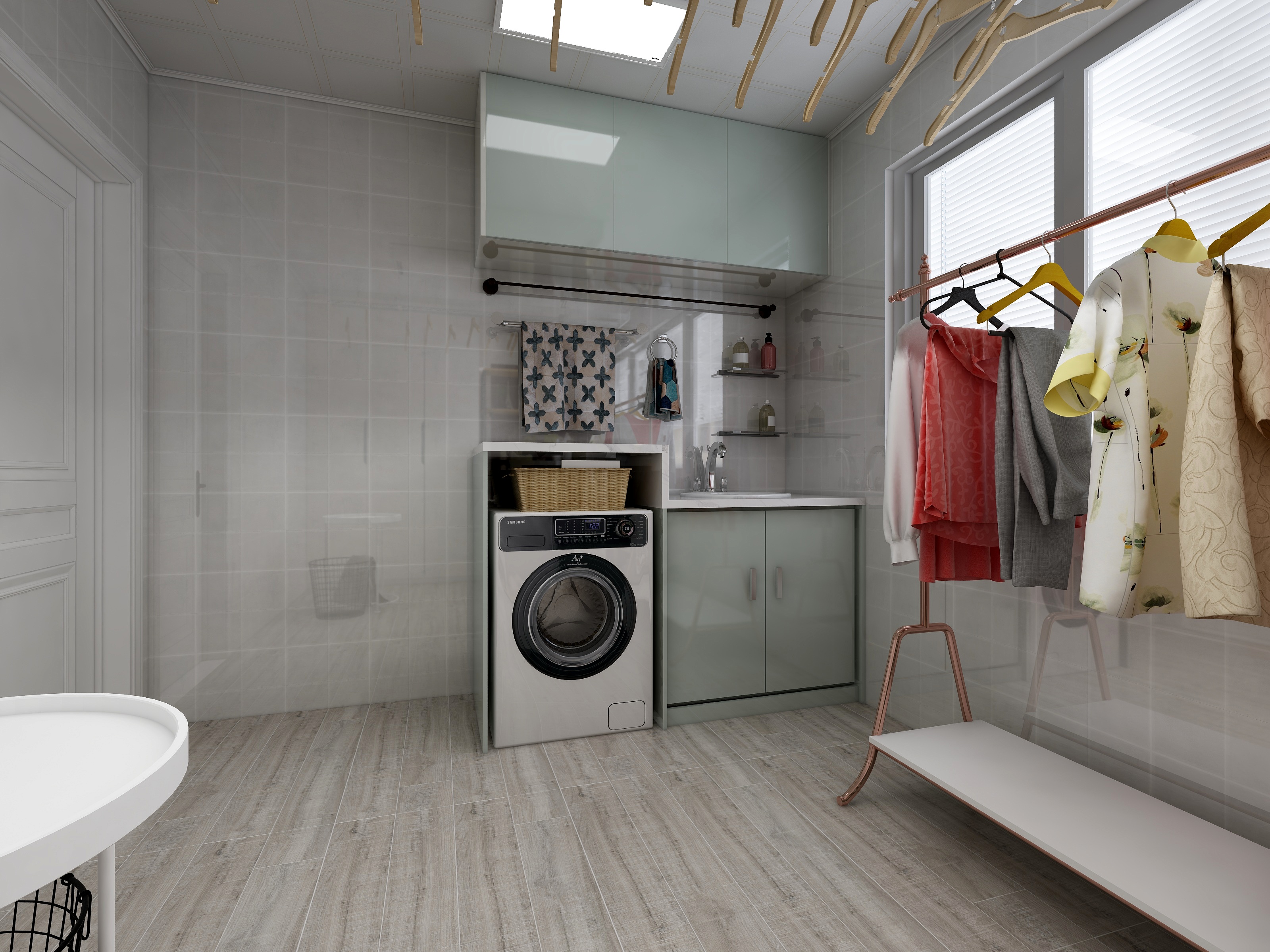 王瑛-132方北欧两居一层储物洗衣间装修效果图第1张