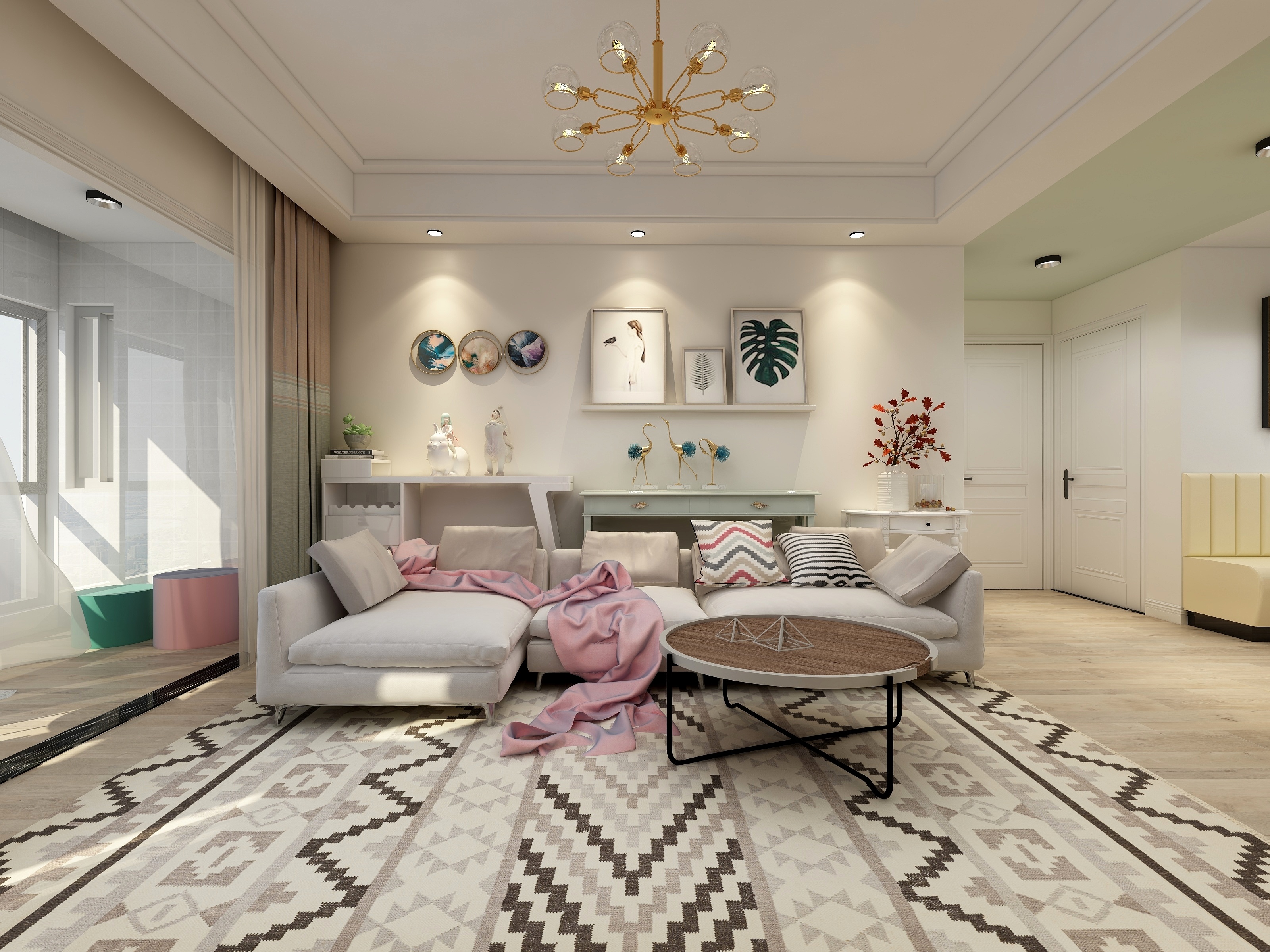 王瑛-132方北欧两居一层客餐厅装修效果图第2张