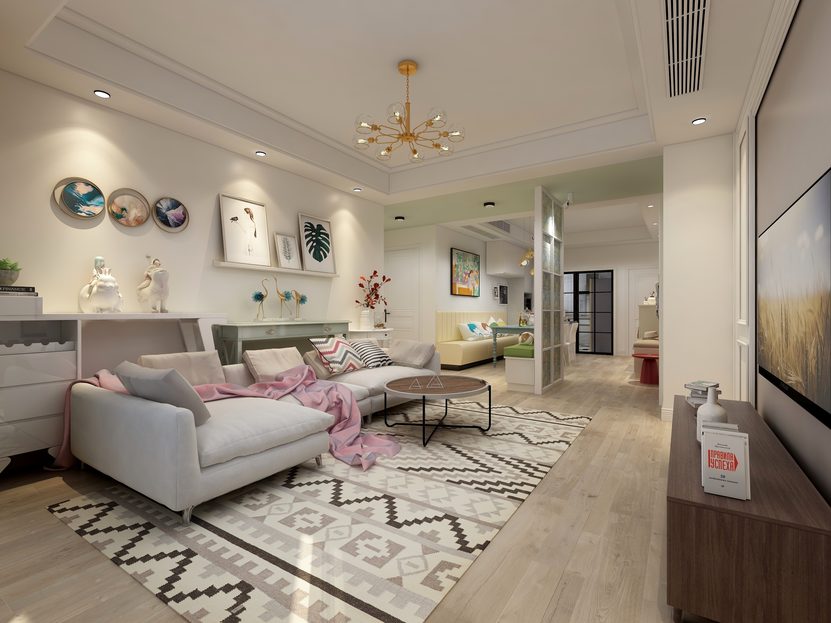 王瑛-132方北欧两居装修效果图