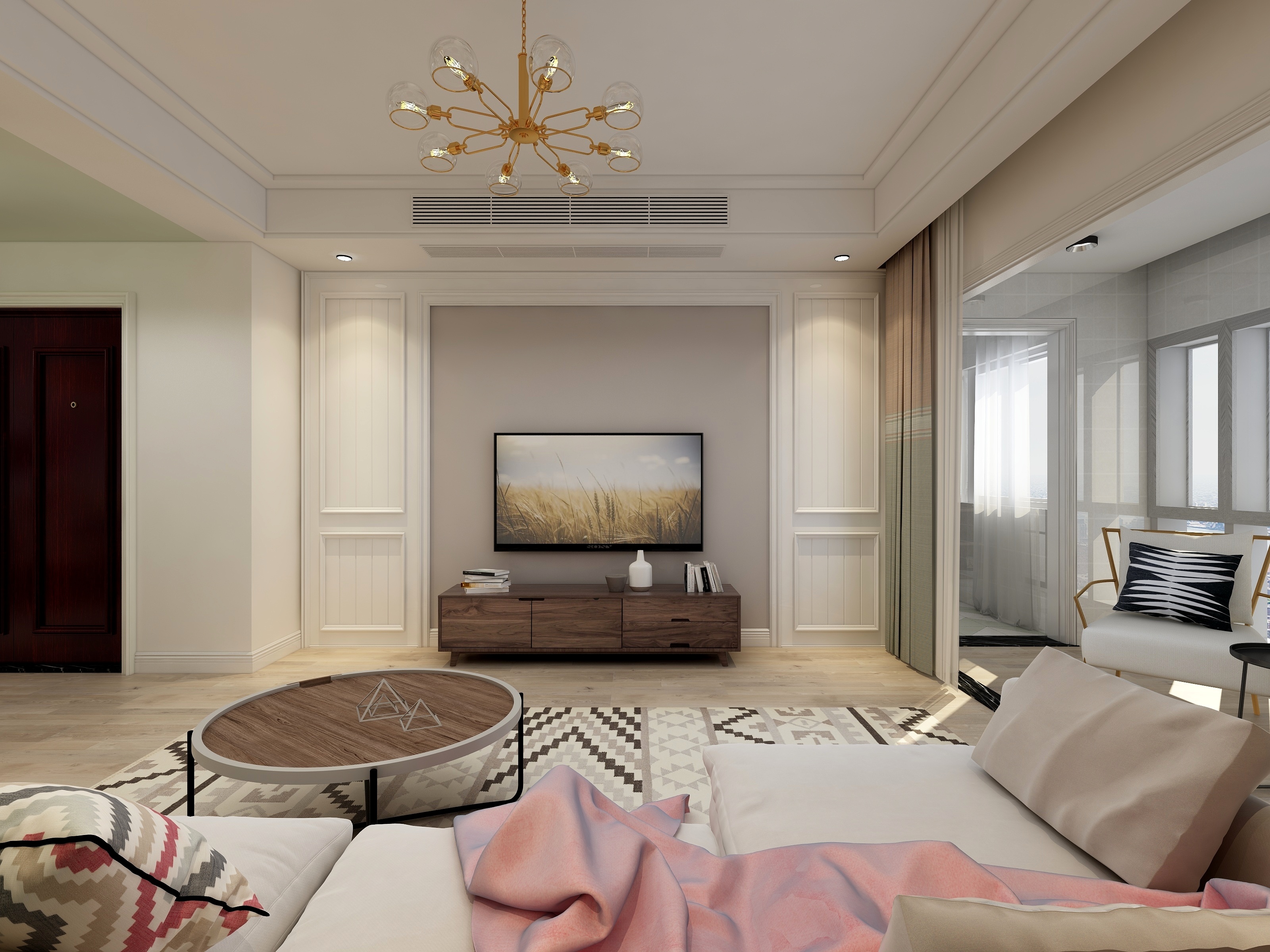 王瑛-132方北欧两居一层客餐厅装修效果图第3张