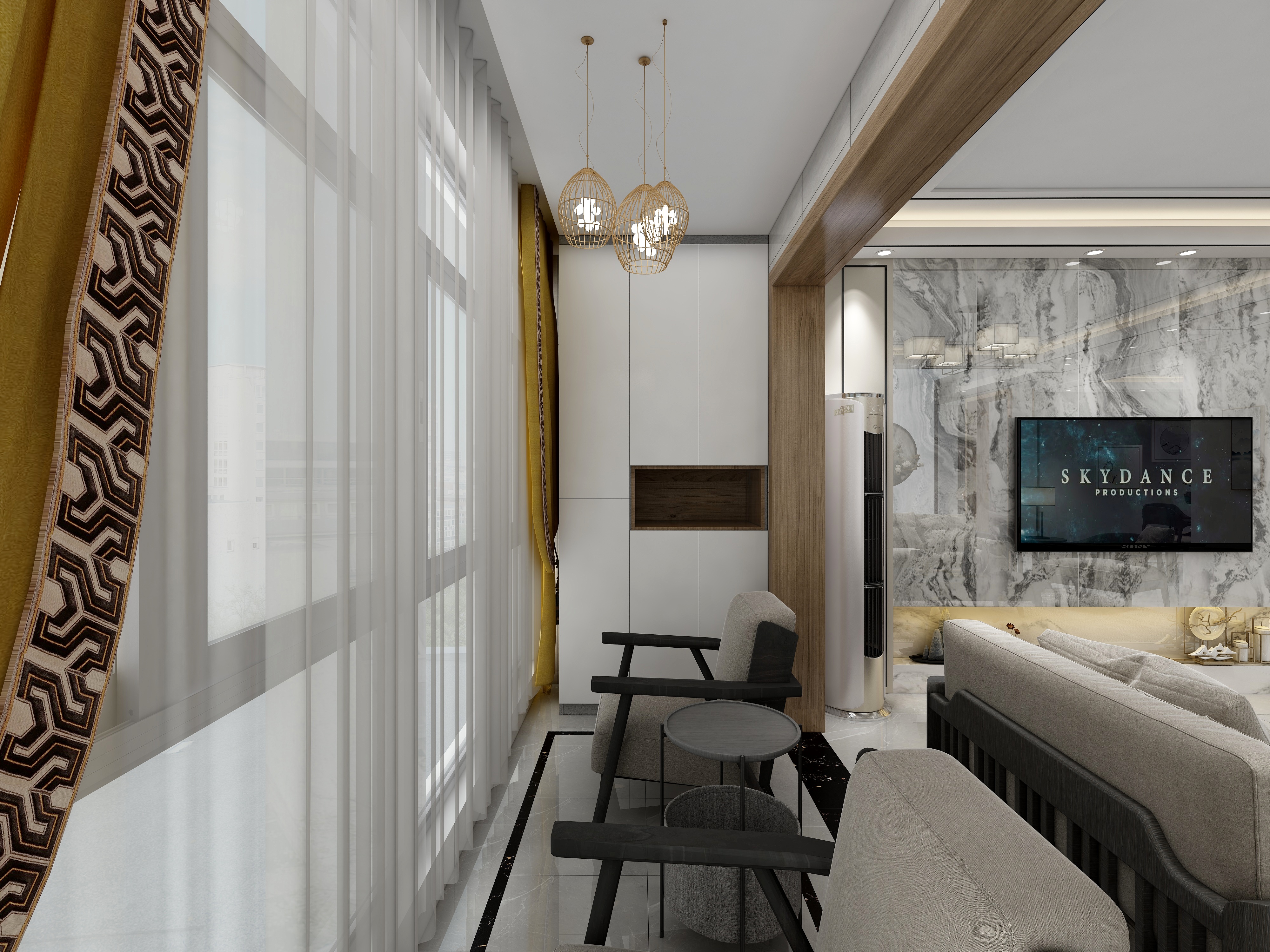 李振洋-现代轻中式-原木色的碰撞一层阳台装修效果图第2张