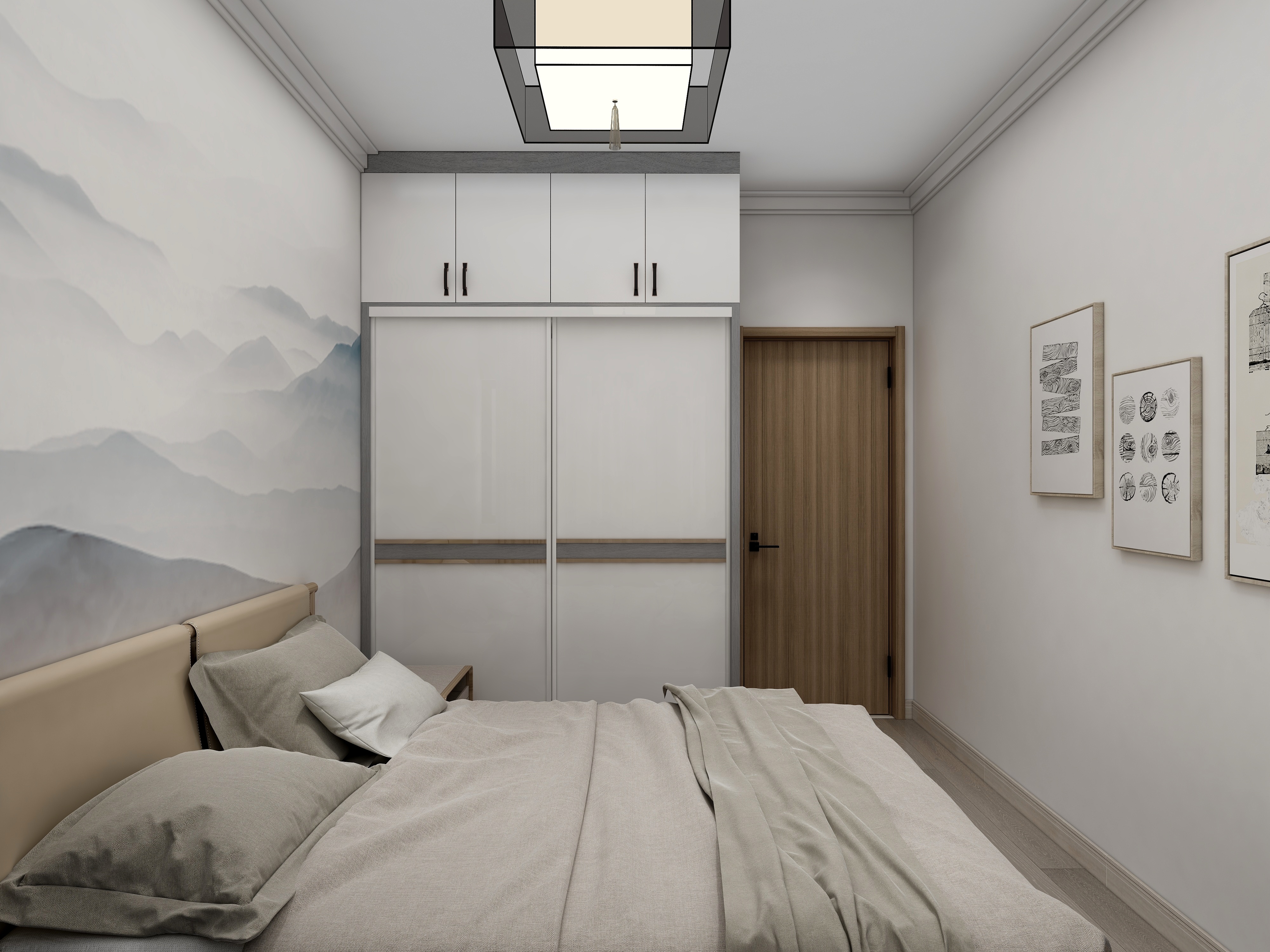 李振洋-现代轻中式-原木色的碰撞一层次卧装修效果图第2张