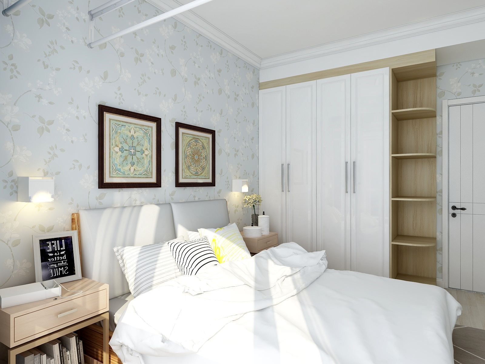 柴娜-65方北欧两居一层主卧装修效果图第1张