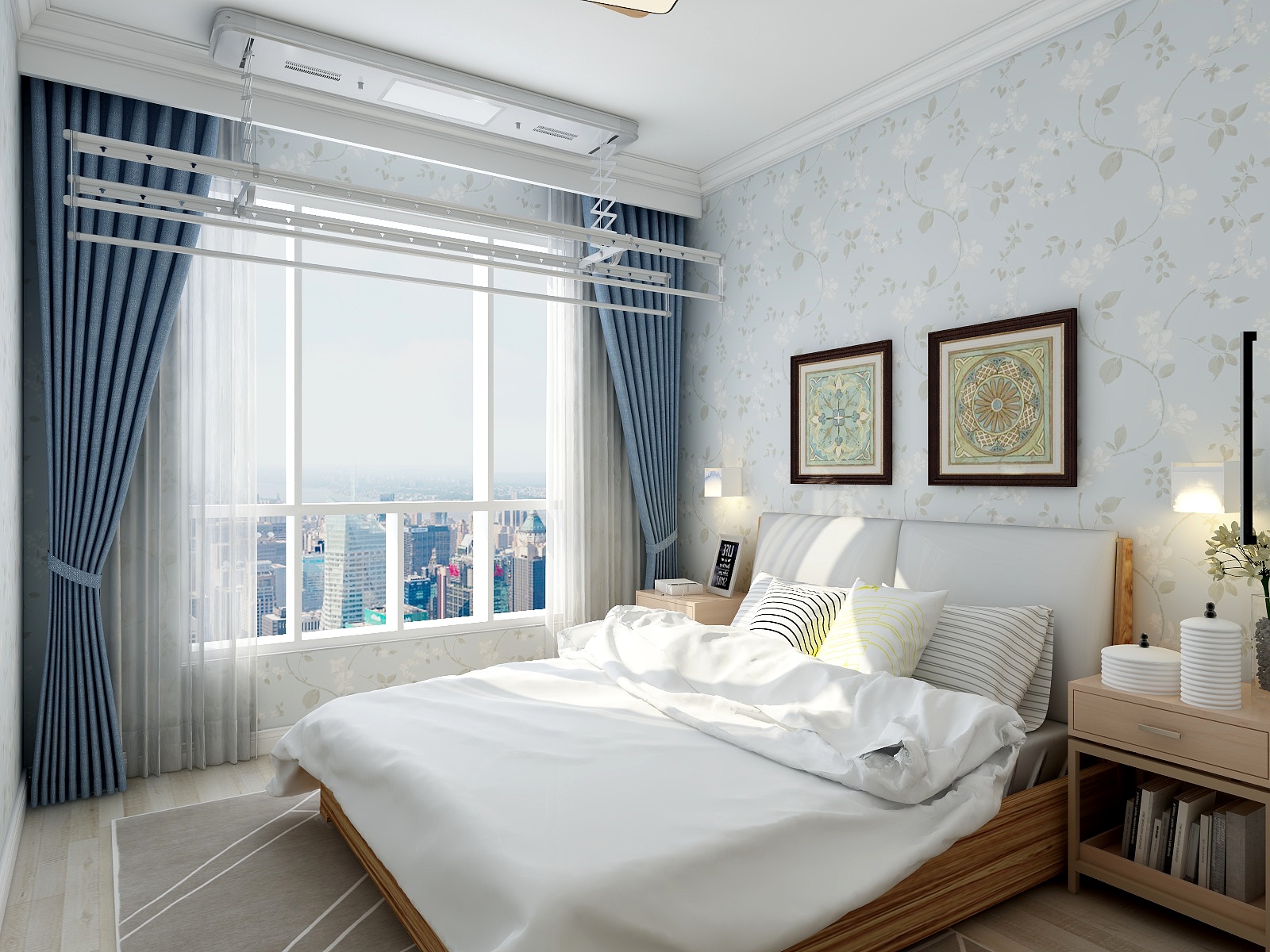 柴娜-65方北欧两居一层主卧装修效果图第3张