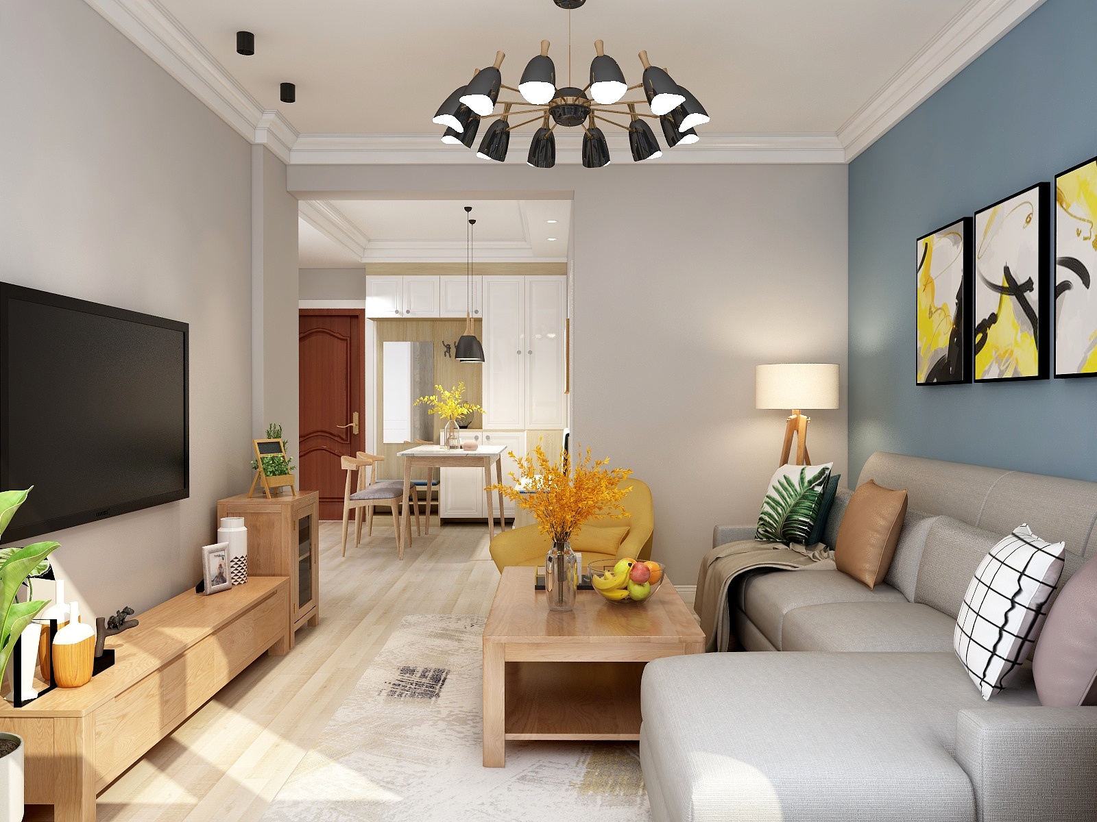 柴娜-65方北欧两居装修效果图