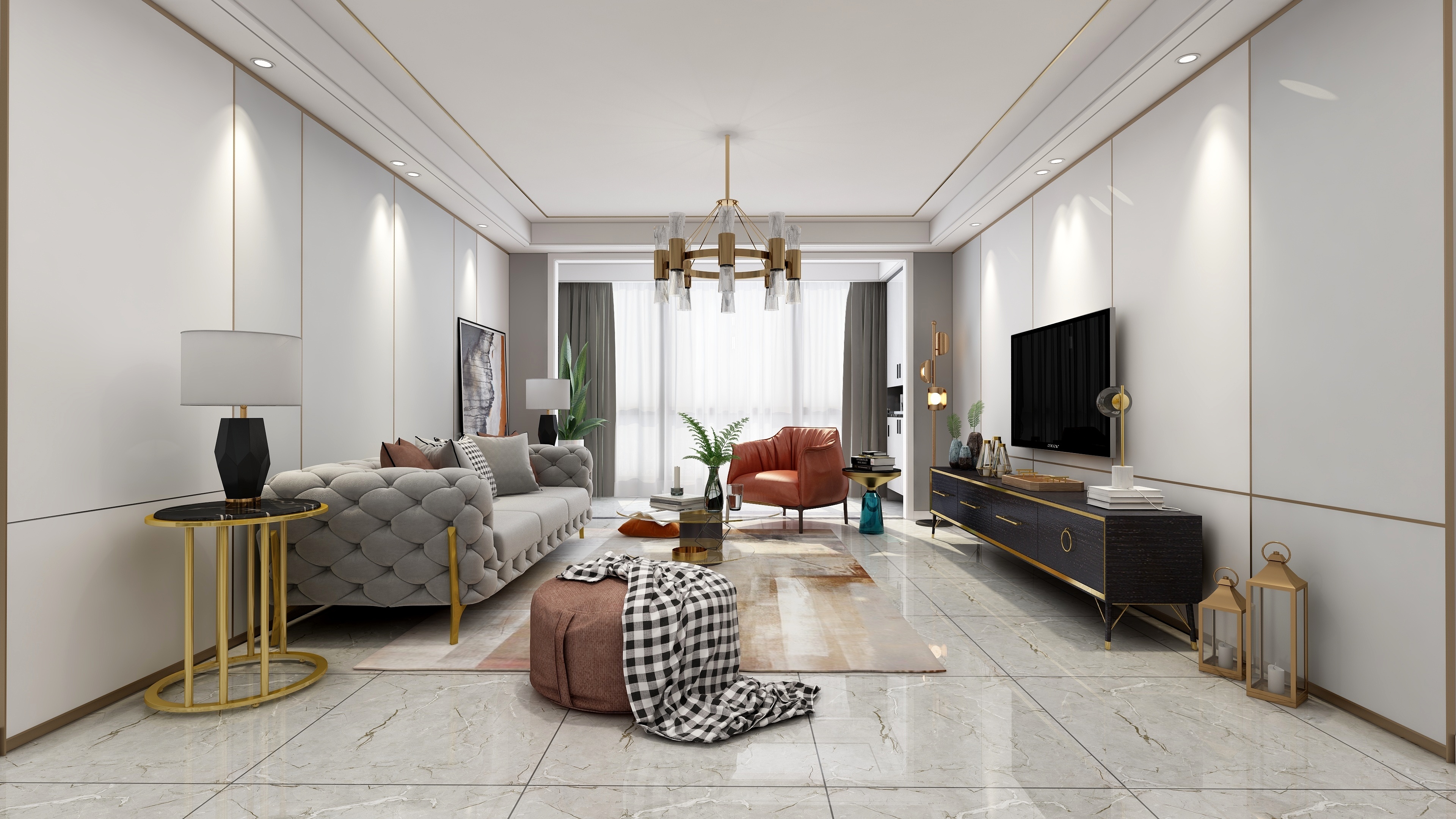 TATAunku-《橙红年代》现代轻奢装修效果图