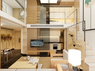 廸偉-60方日式loft一居装修效果图