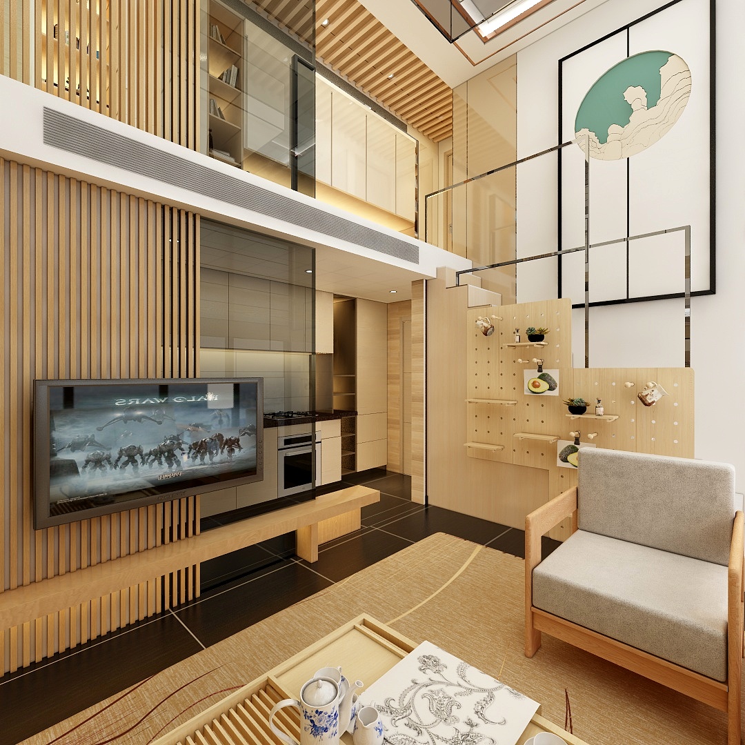 全景看世界-同泽60方日式loft一居室-装修设计方案