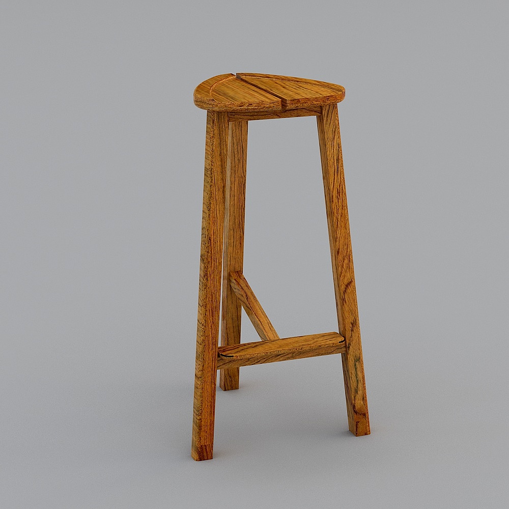 青木工坊道具-高腳凳3D模型