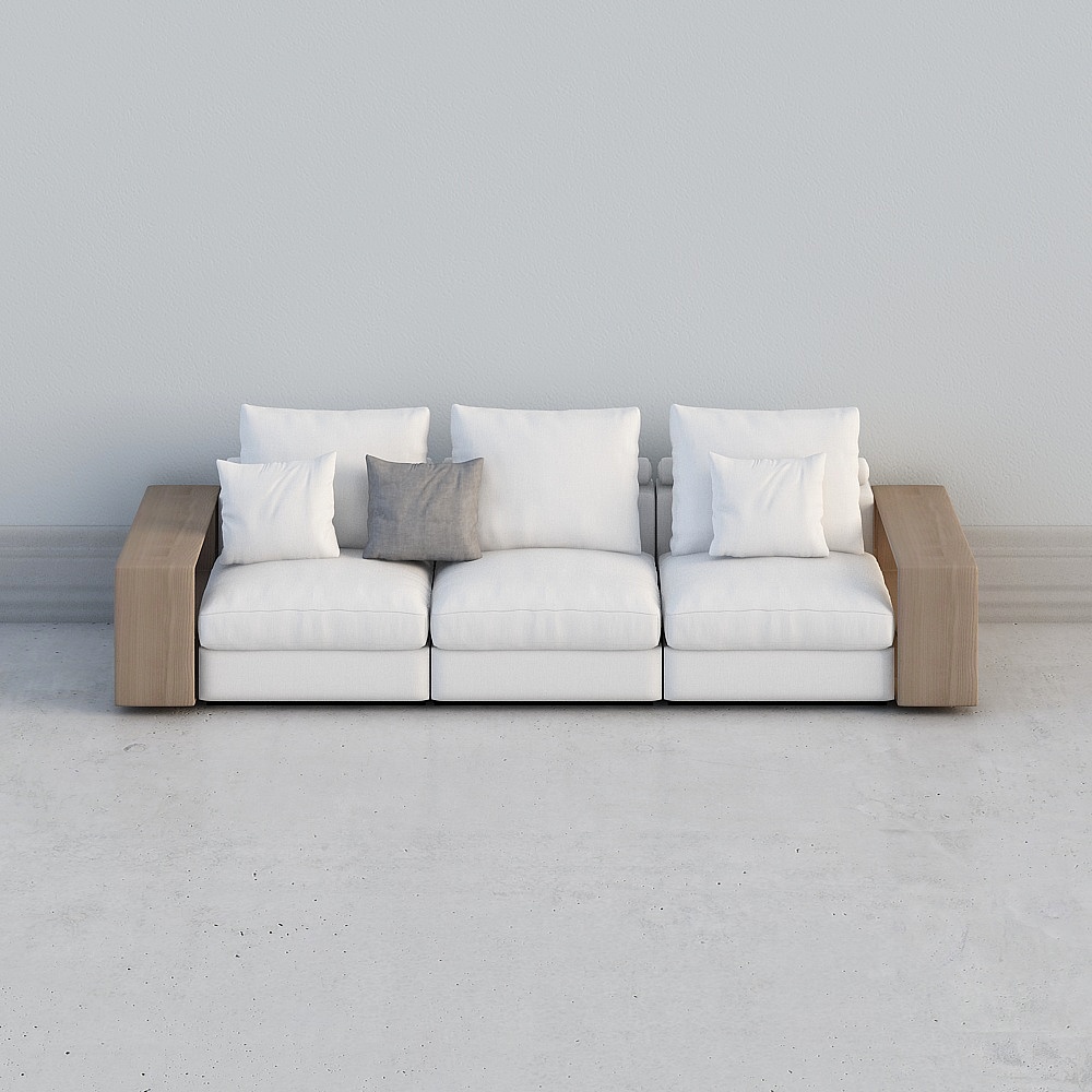 米卓-意式-SF014-三人沙发3D模型
