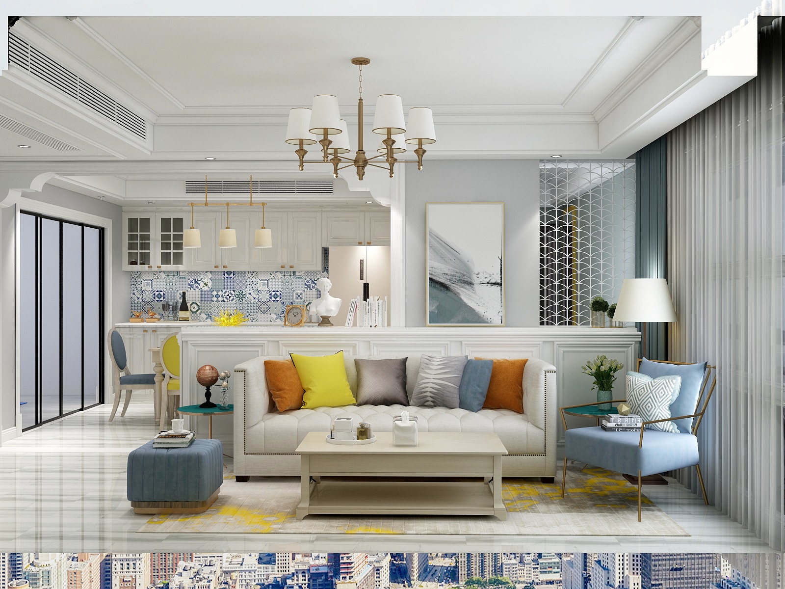 朱晨希-162㎡简美两居一层客餐厅装修效果图第4张