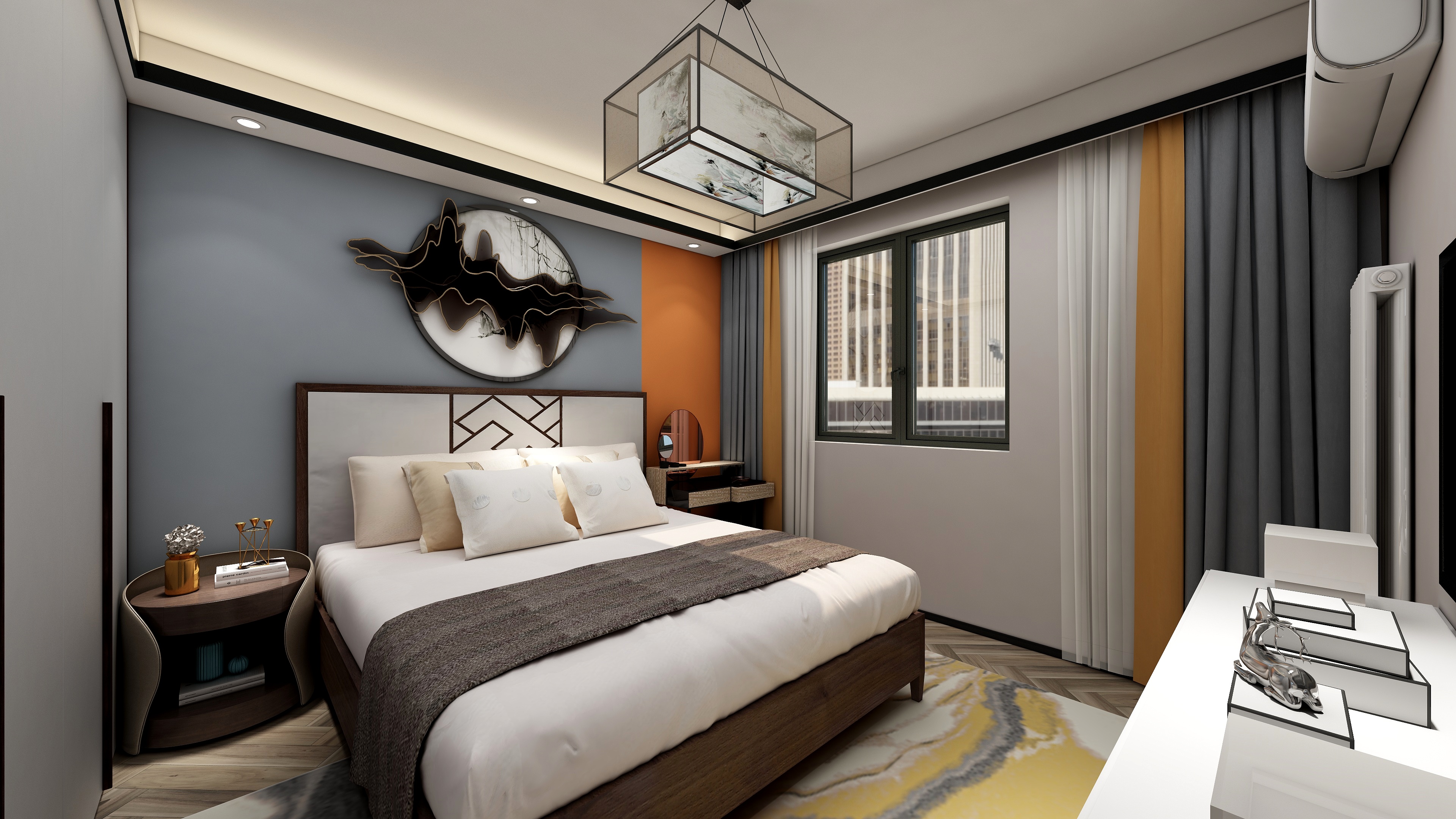 设计师丨胡月平-118㎡新中式两居一层主卧装修效果图第2张