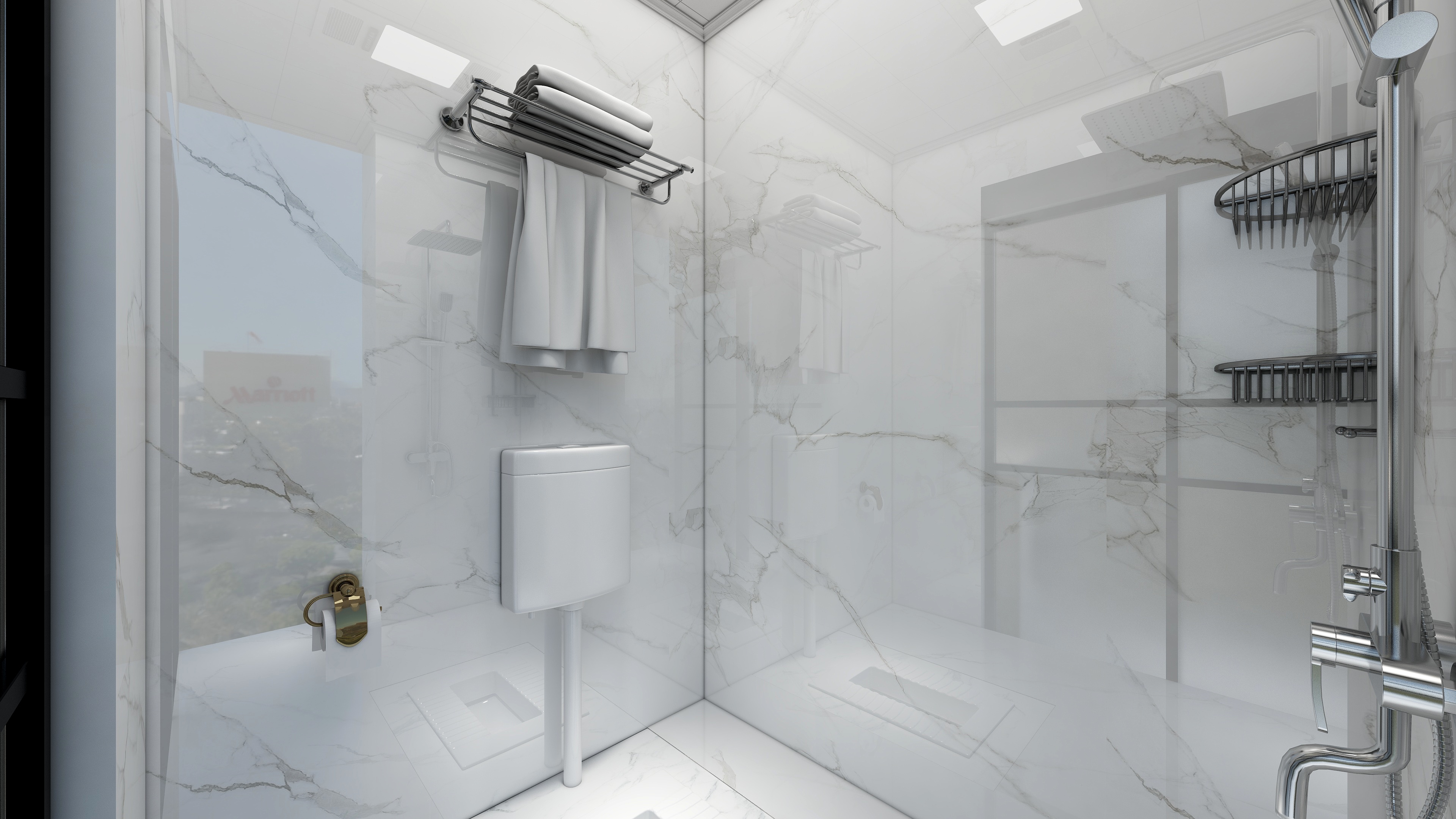 设计师丨胡月平-118㎡新中式两居一层卫生间装修效果图第1张