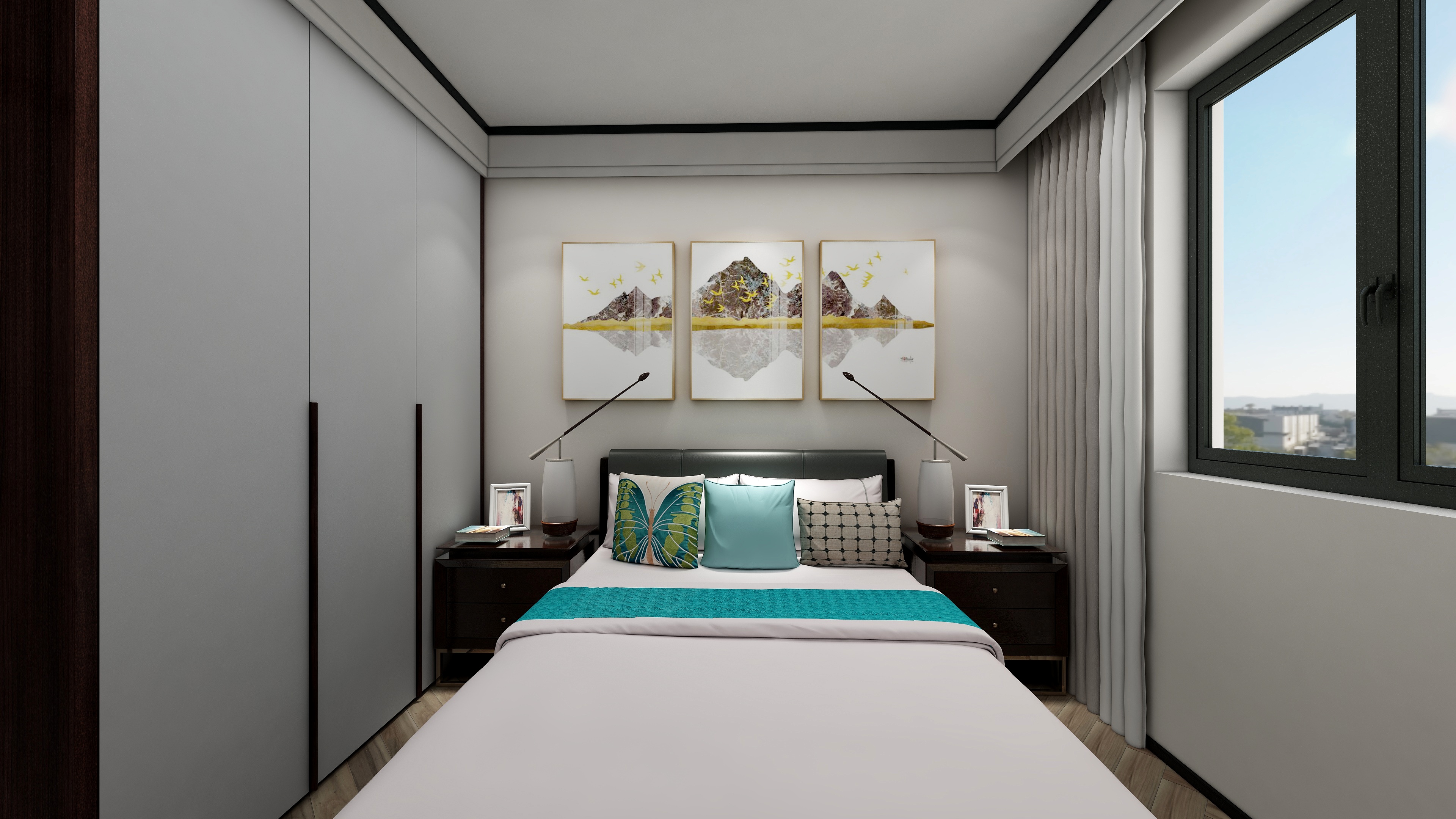 设计师丨胡月平-118㎡新中式两居一层次卧装修效果图第1张