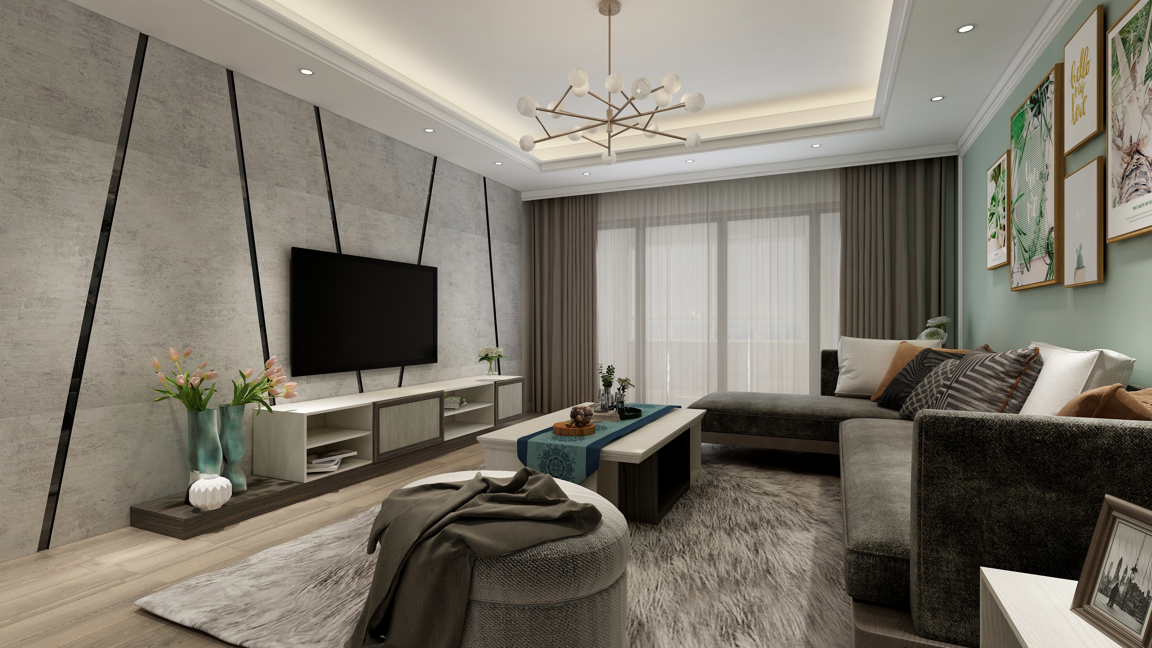 佛山市广源铝业有限公司-ins风三室两厅-装修设计方案