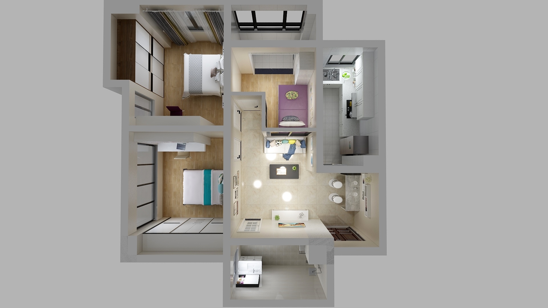 耿徽-百汇城市广场两房改三房-装修设计方案