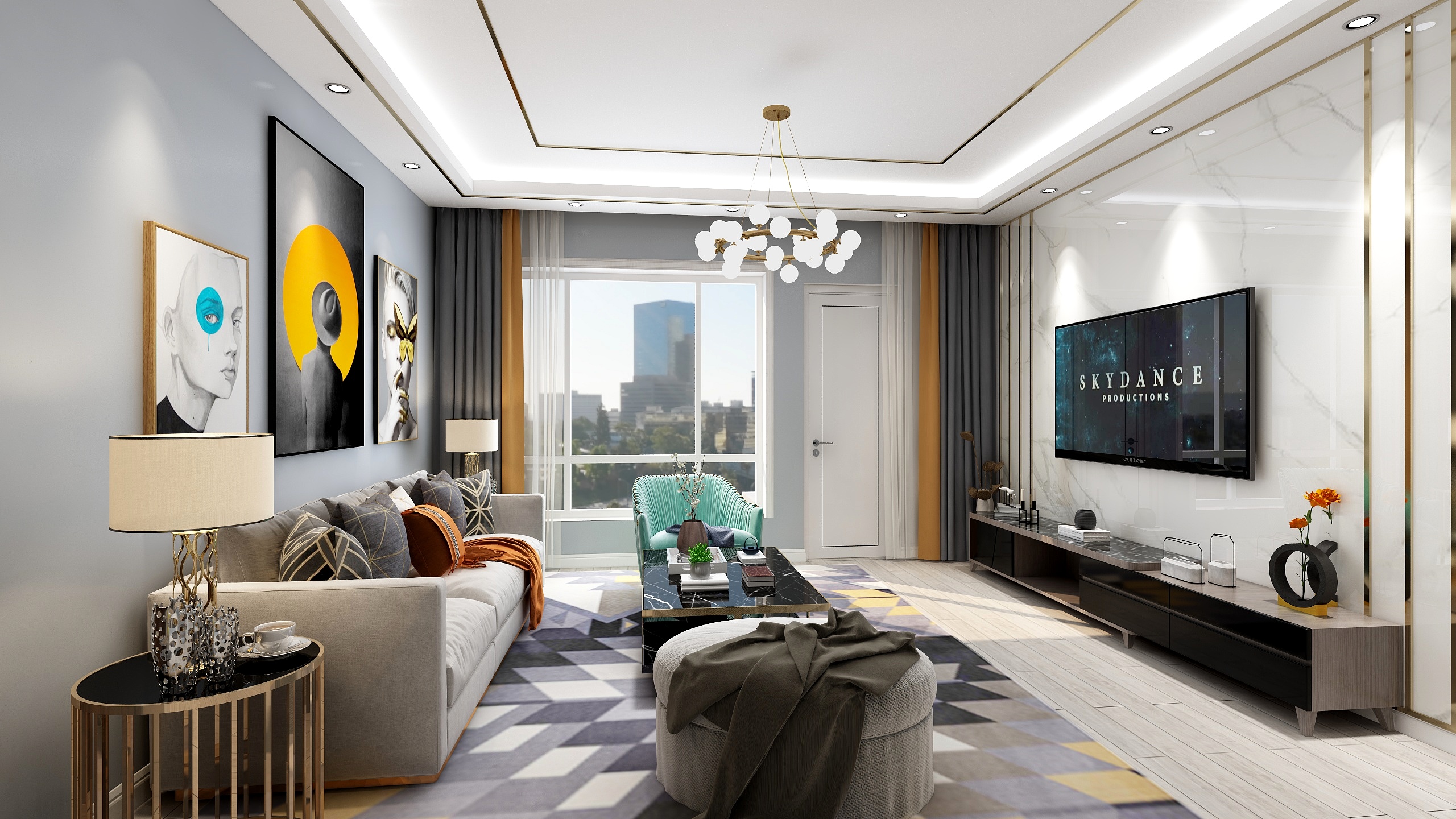 龙合装饰-童话一层客餐厅装修效果图第2张