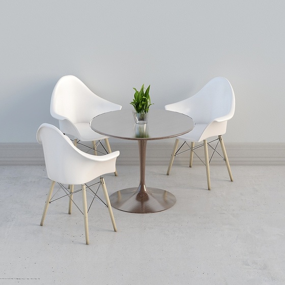 Leisure Table and Chairs 3D Model - Earth Color