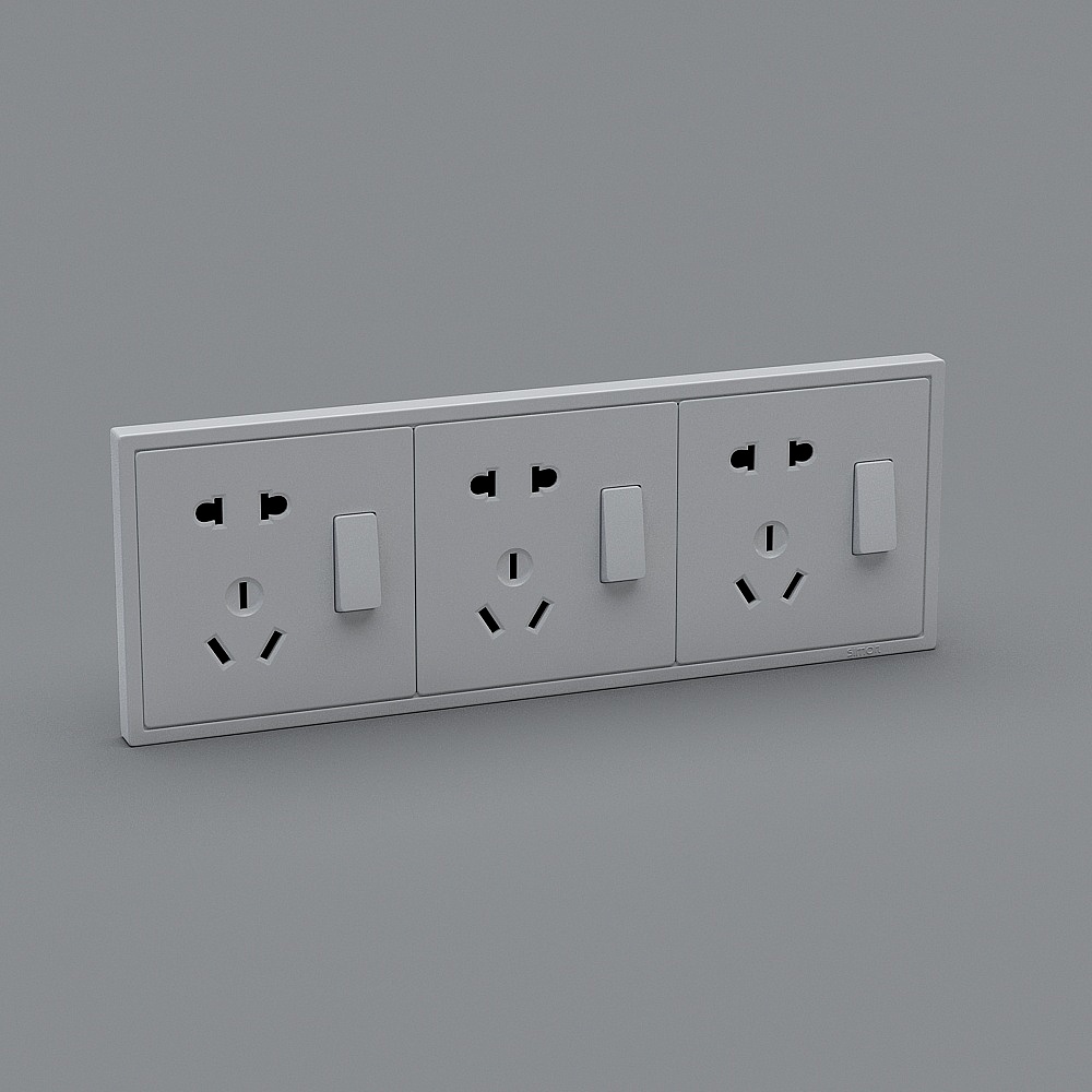 simon西蒙厨房三位连体插座e7雅白