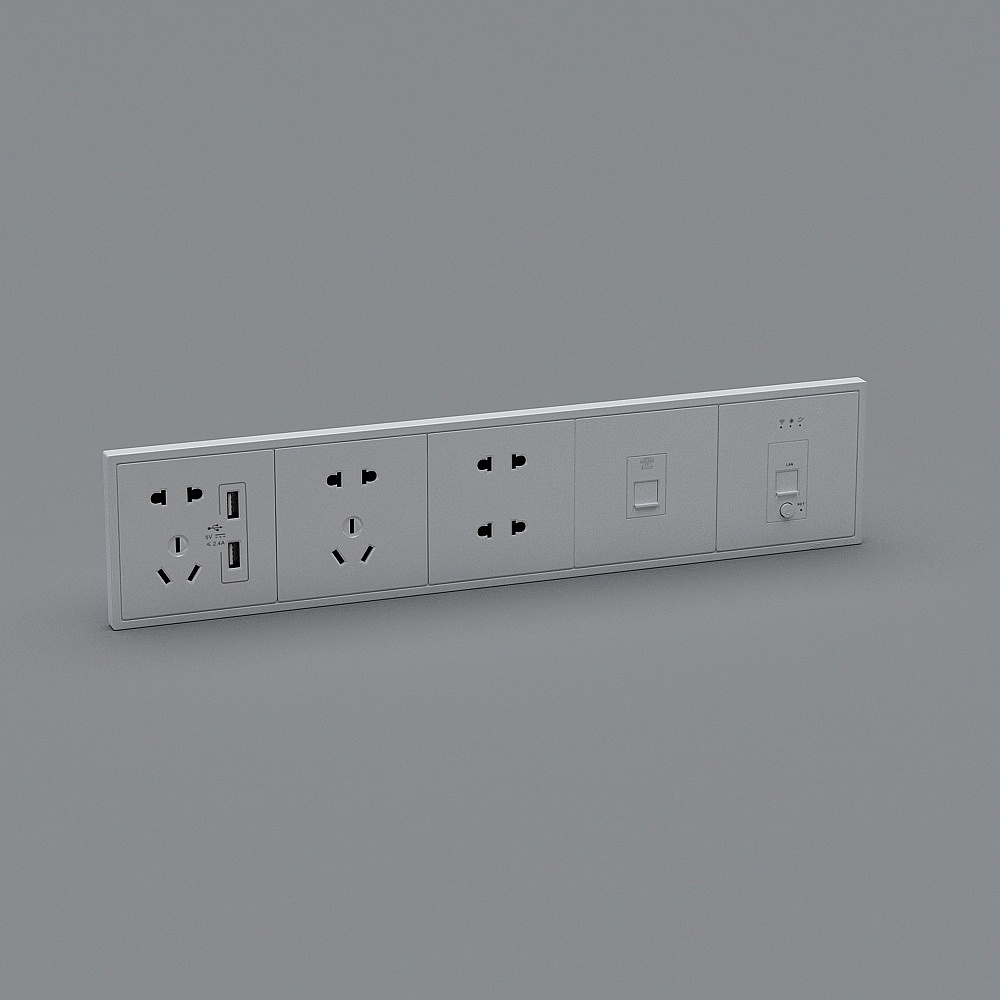 simon西蒙厨房三位连体插座e7雅白