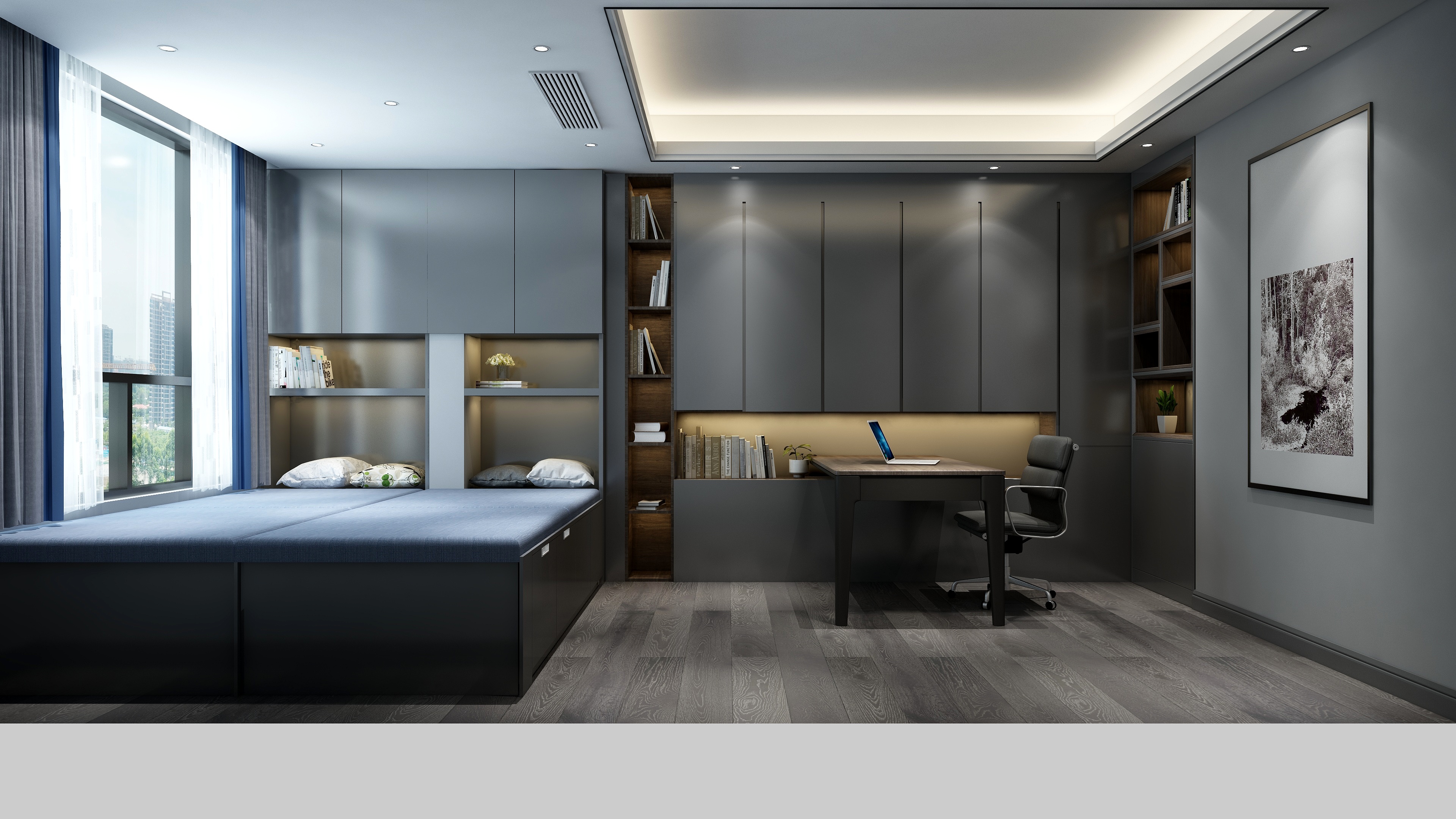 黄建-《2019灰》现代个性|150平米4居室装修效果图