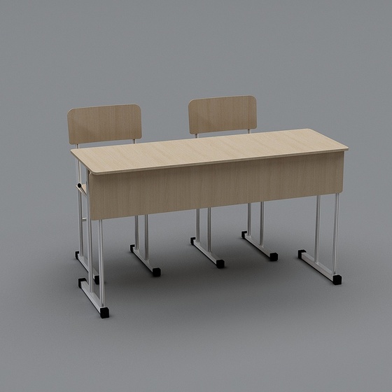 Black Student Desk 3D Model for Learning Spaces