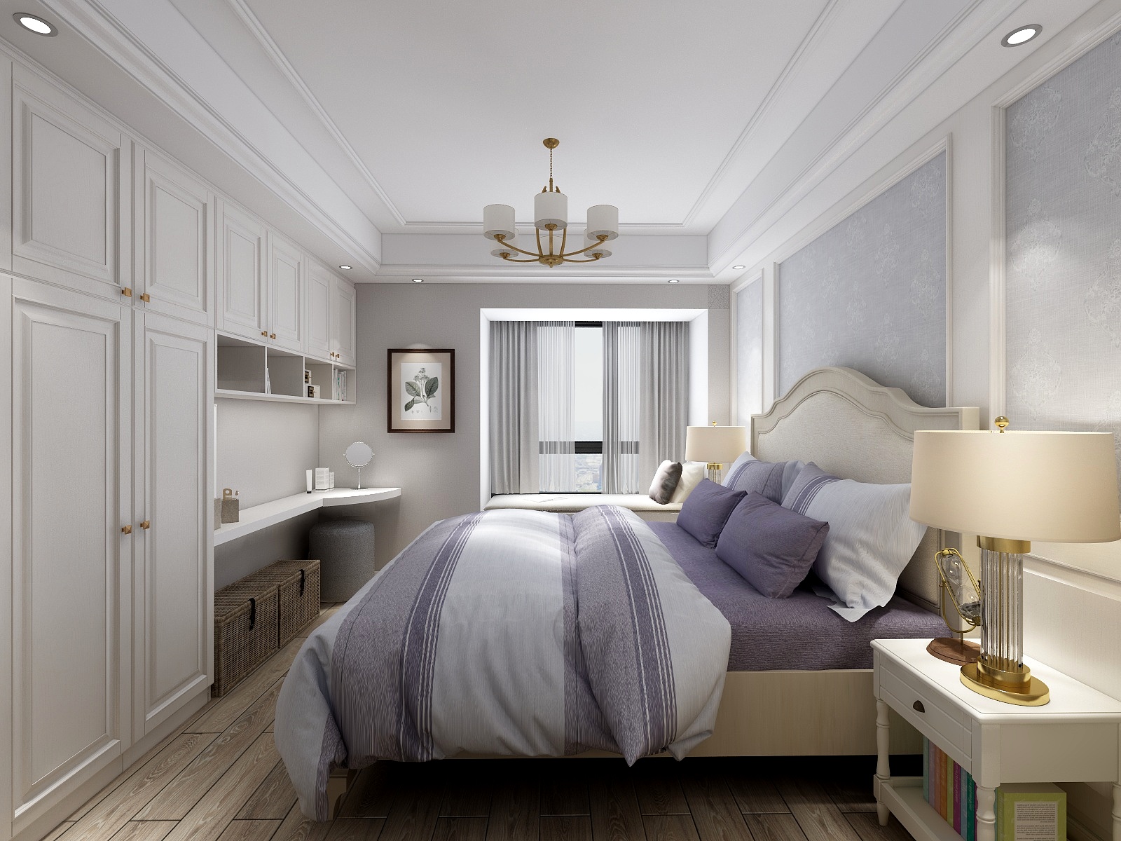 朱晨希-162㎡简美两居一层主卧装修效果图第3张