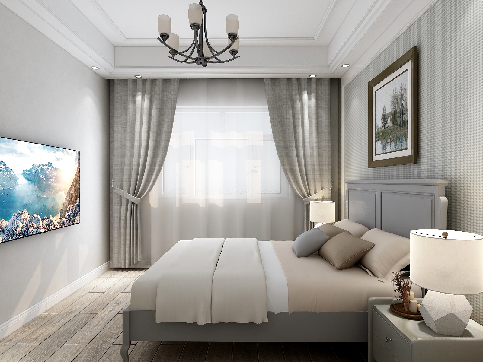 朱晨希-162㎡简美两居一层客房装修效果图第1张