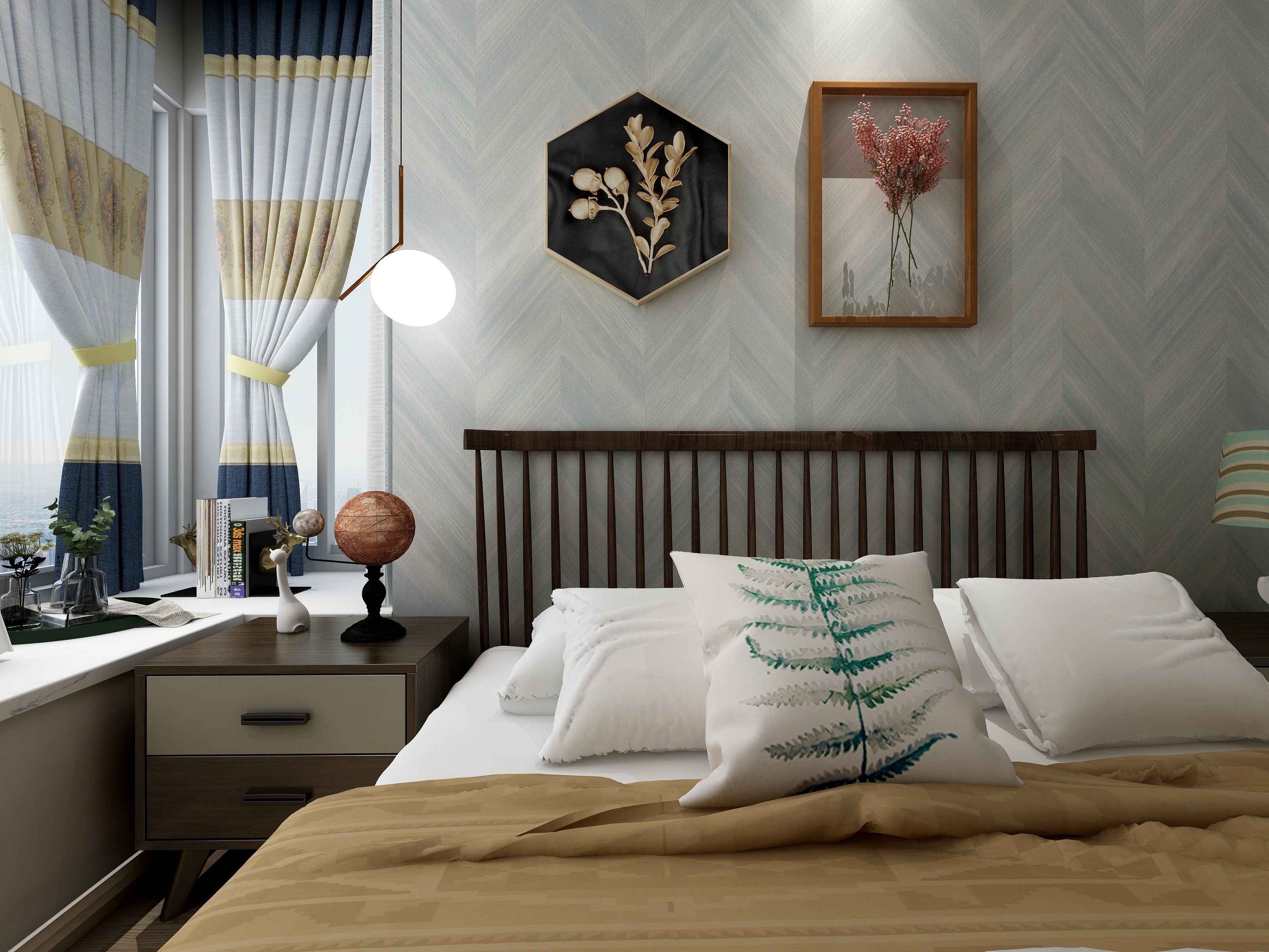 王瑛-132方北欧两居一层主卧装修效果图第2张