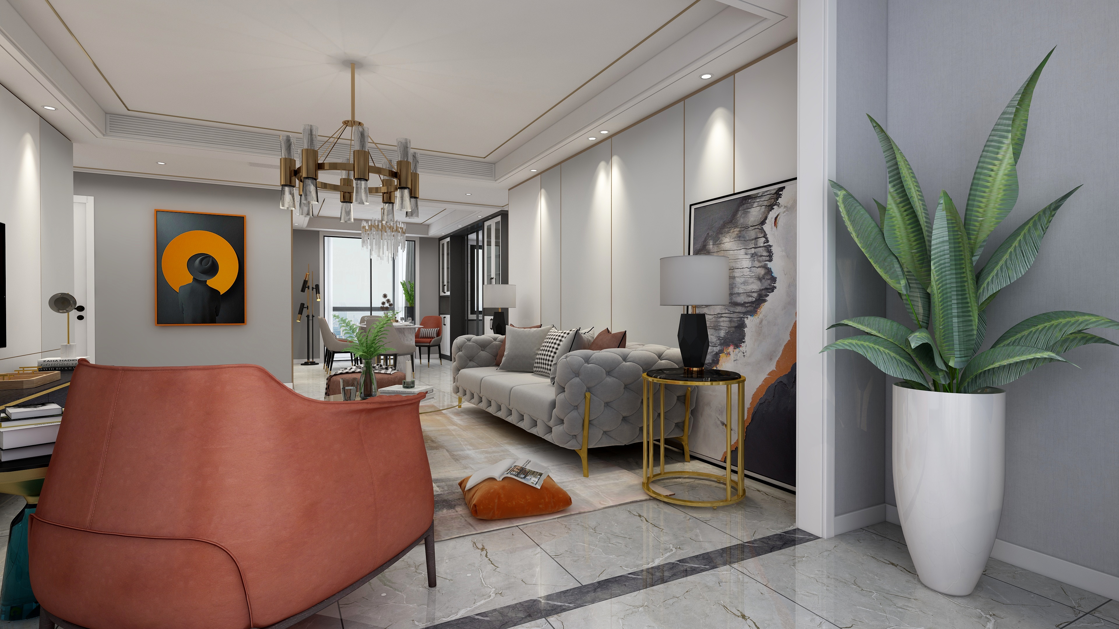 TATAunku-《橙红年代》现代轻奢装修效果图