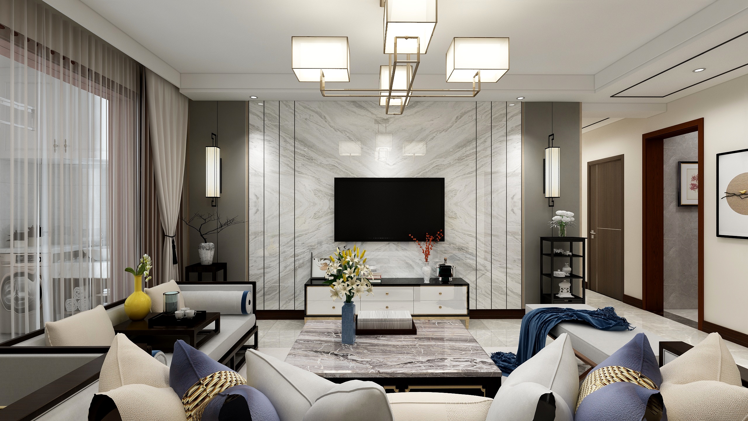 173****4126ZTBg-123方新中式四居装修效果图