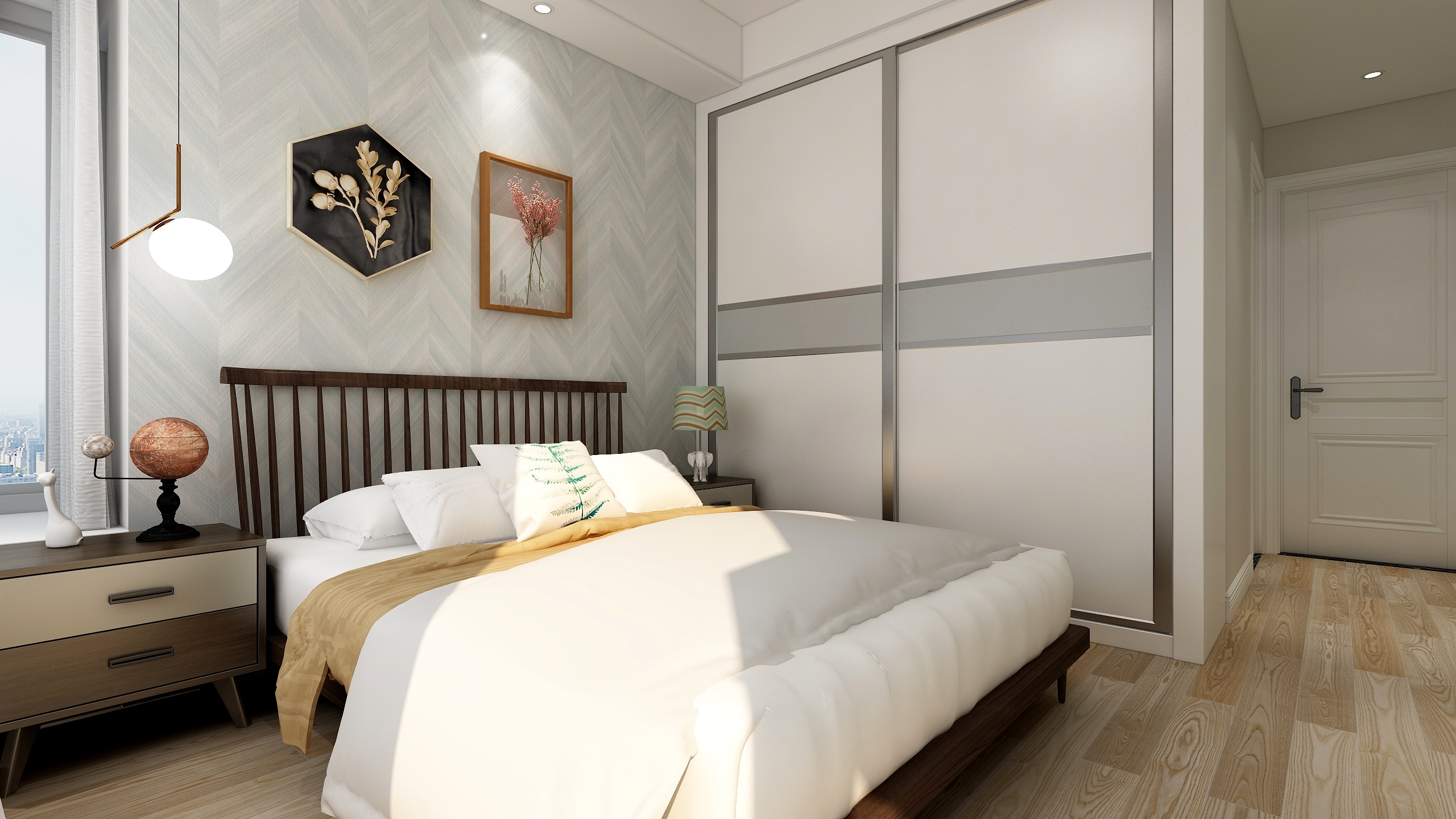 王瑛-132方北欧两居装修效果图