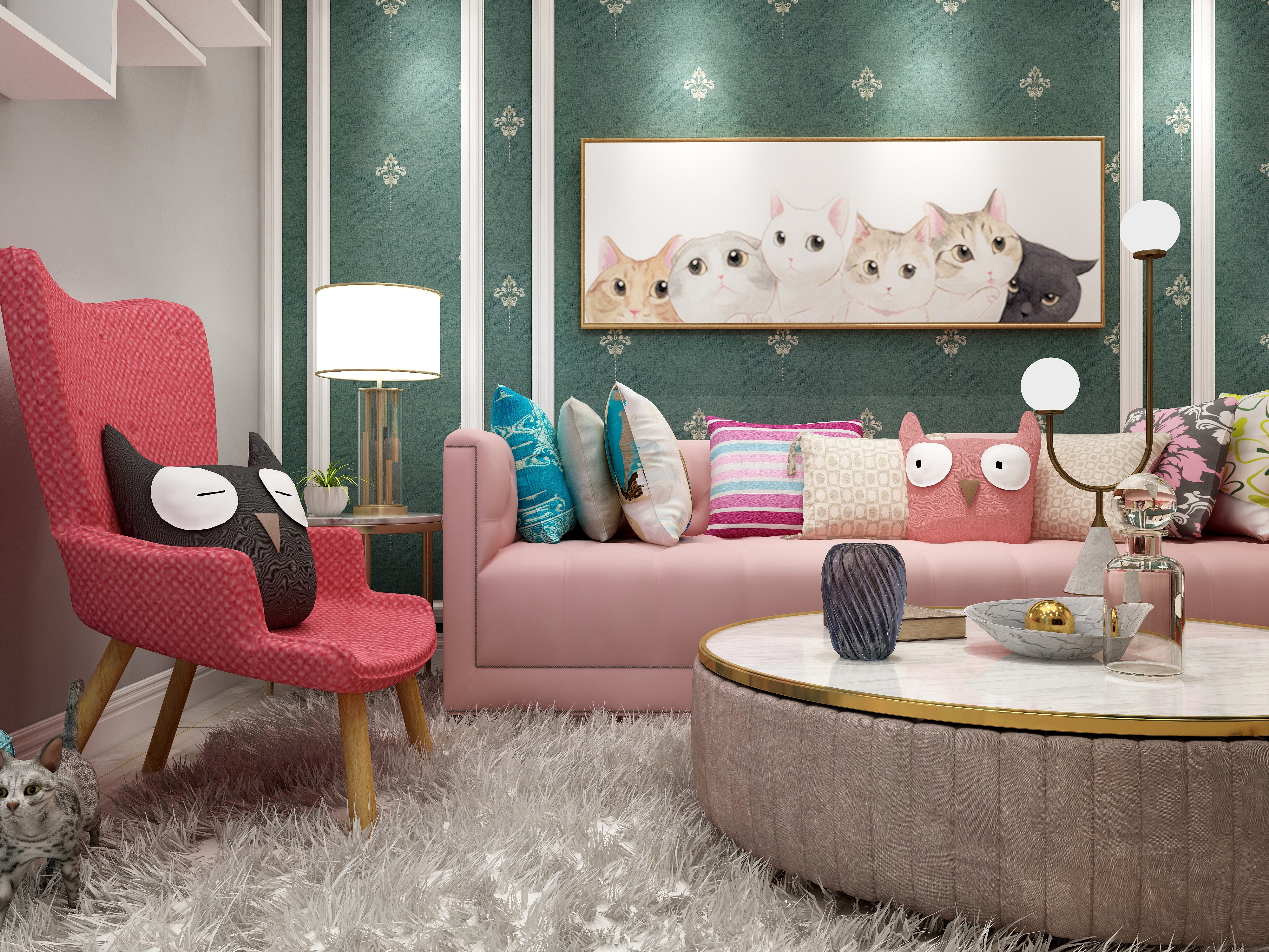 设计-效果图-【安妮公主和她的猫】——主题展示-装修设计方案