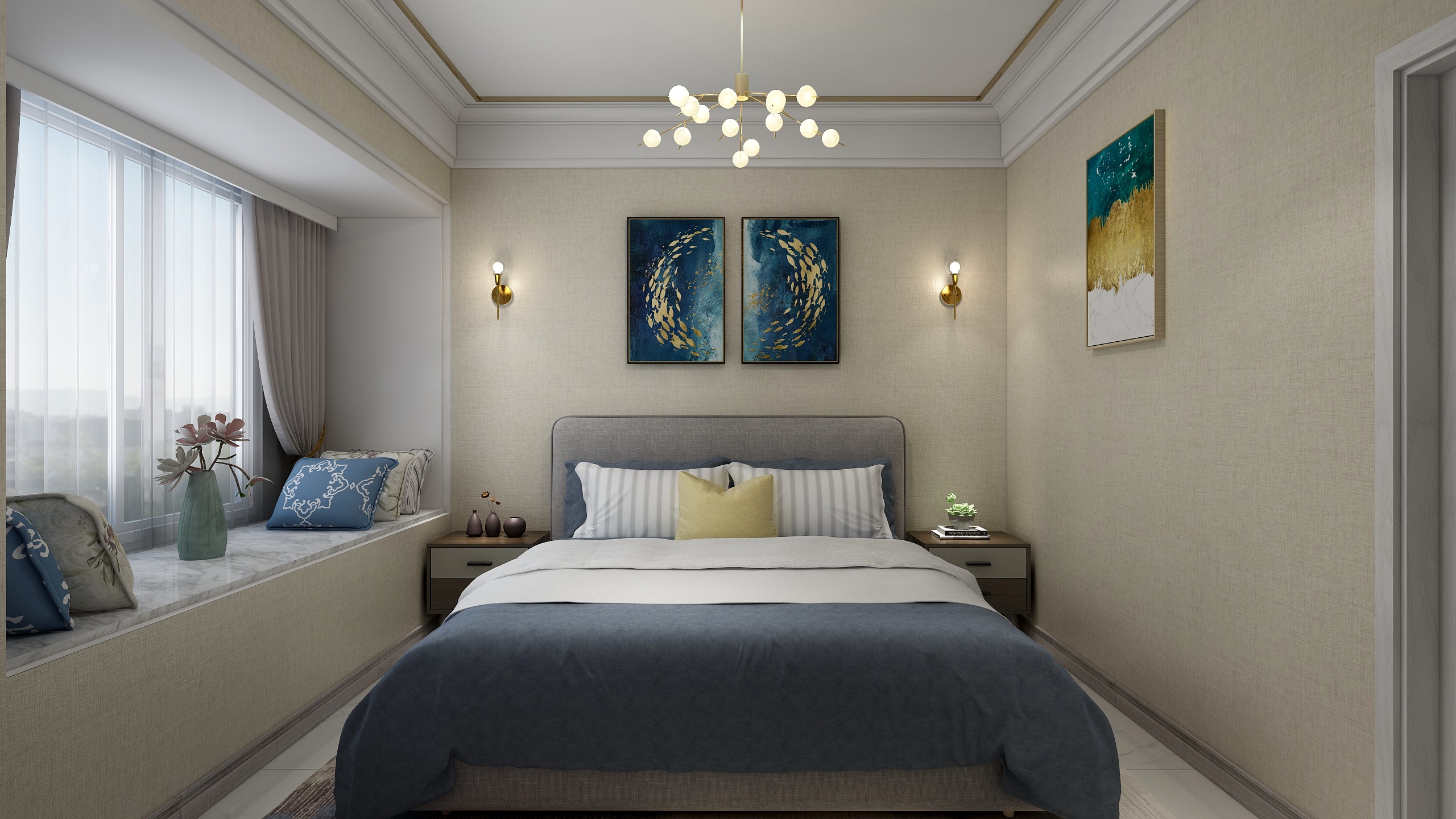 张明-129㎡轻奢风三居装修效果图