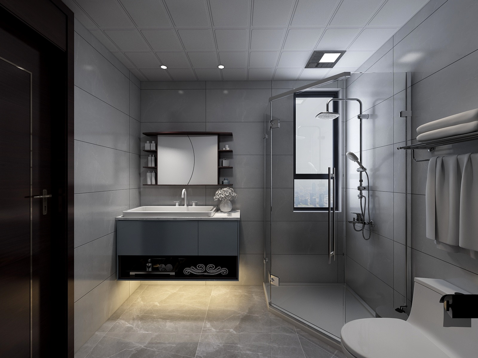 李青越-137㎡新中式三居一层卫生间装修效果图第2张