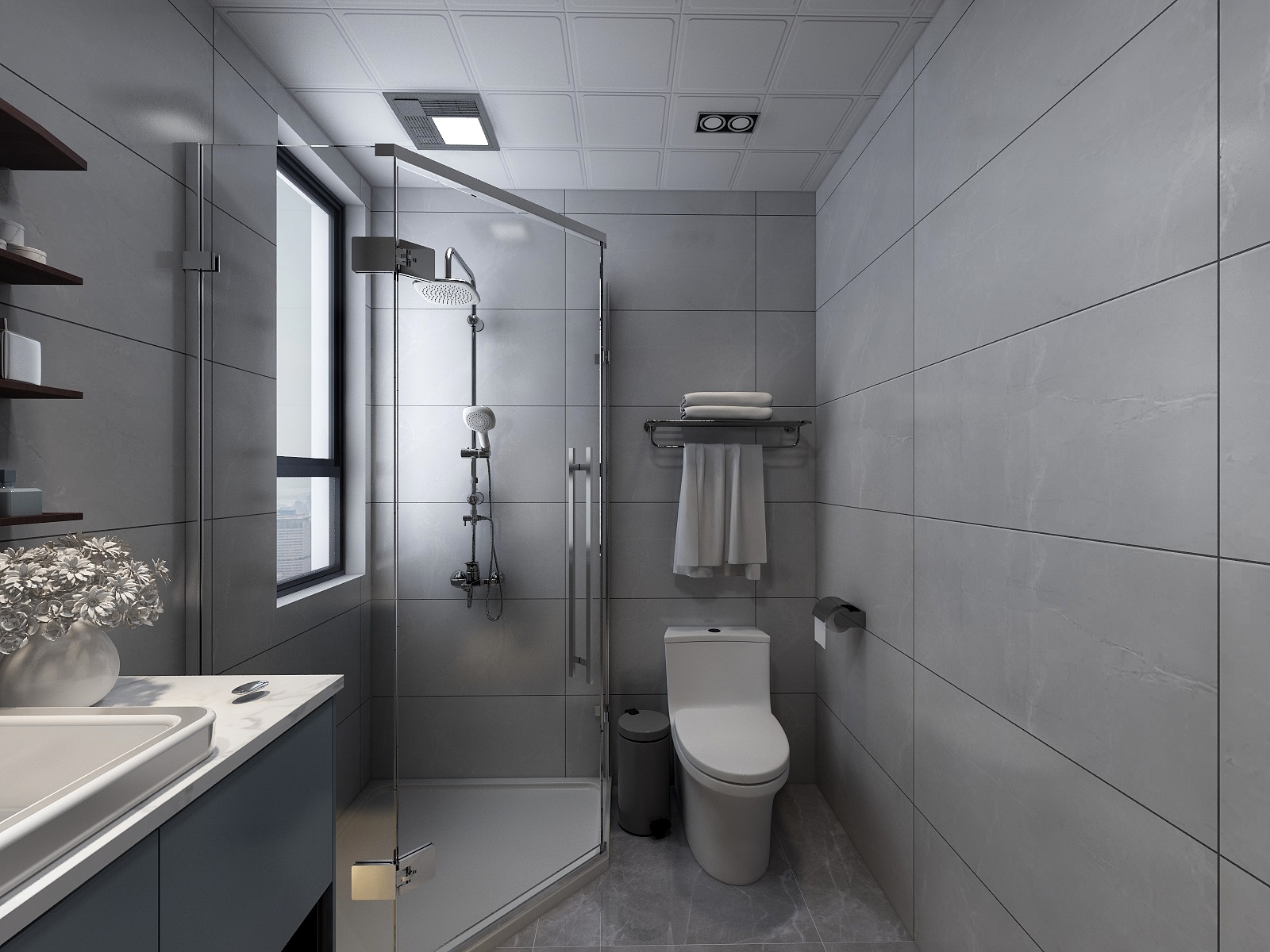 李青越-137㎡新中式三居一层卫生间装修效果图第1张