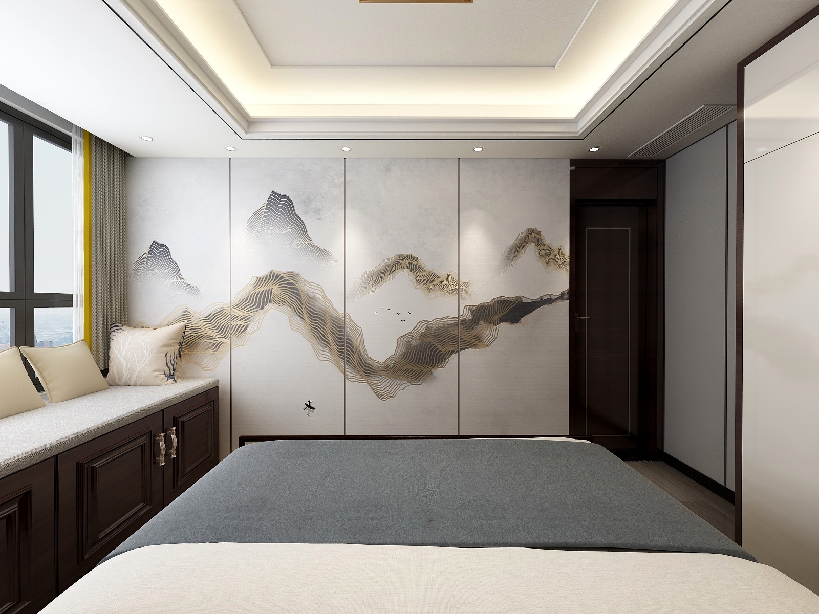 李青越-137㎡新中式三居一层儿童房装修效果图第2张