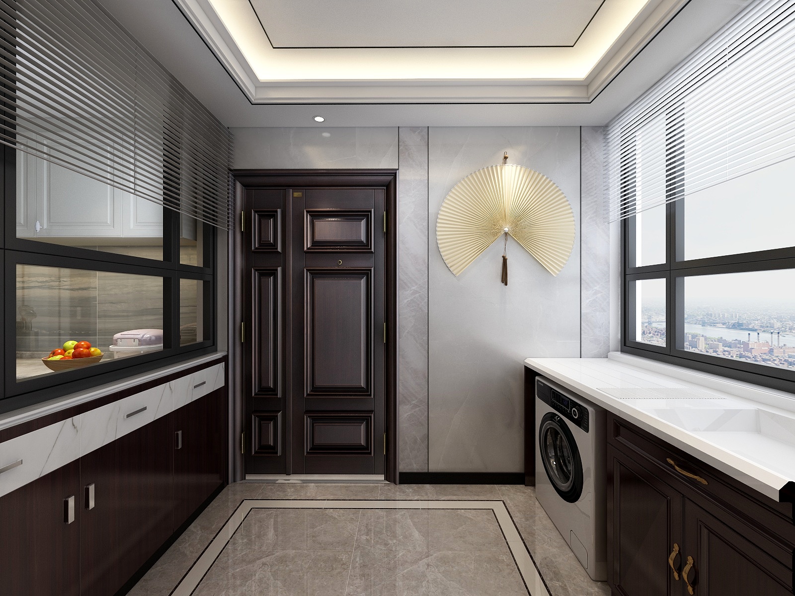 李青越-137㎡新中式三居一层玄关装修效果图第2张