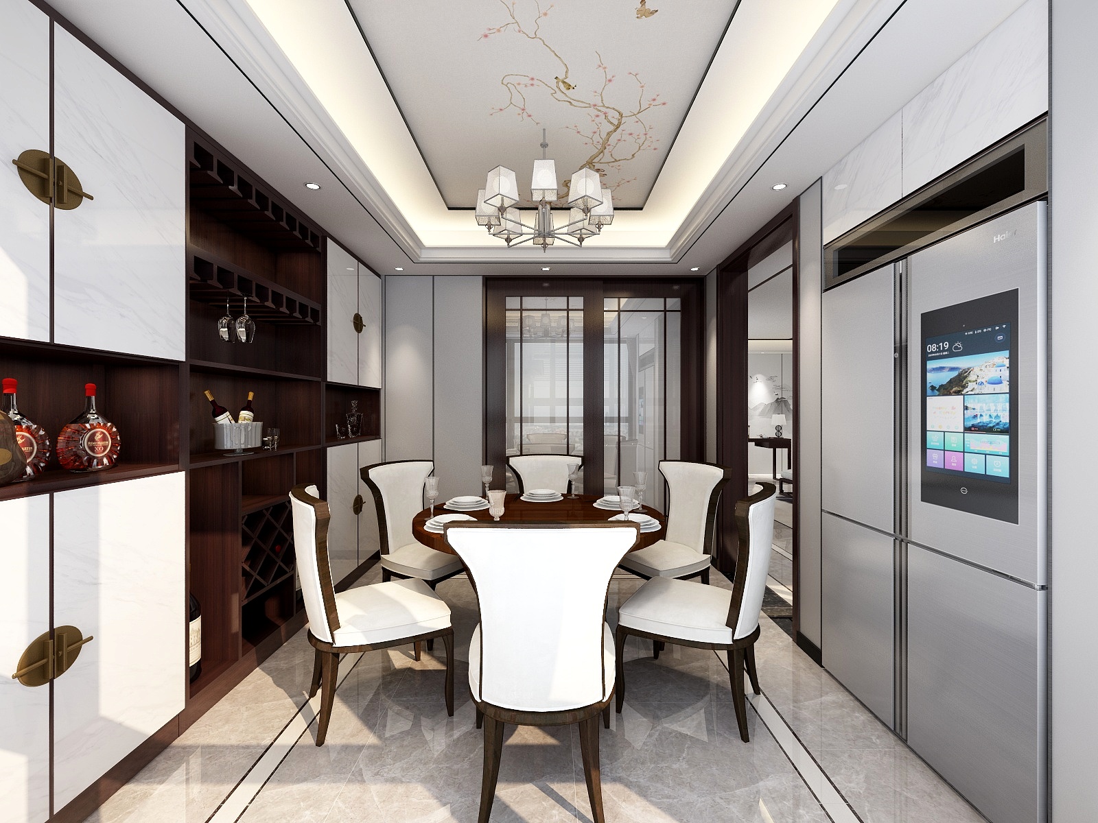 李青越-137㎡新中式三居一层餐厅装修效果图第2张