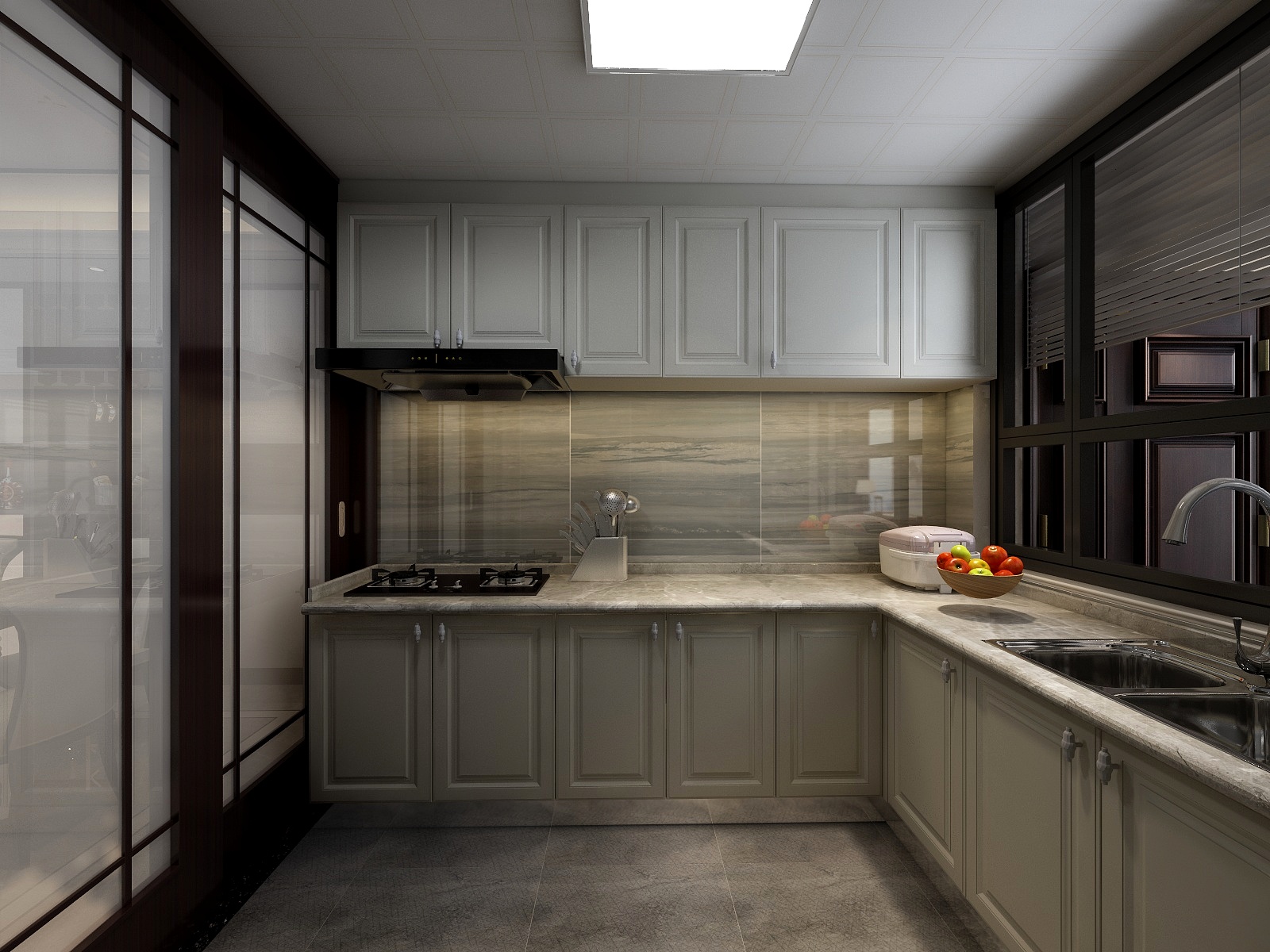 李青越-137㎡新中式三居一层厨房装修效果图第2张