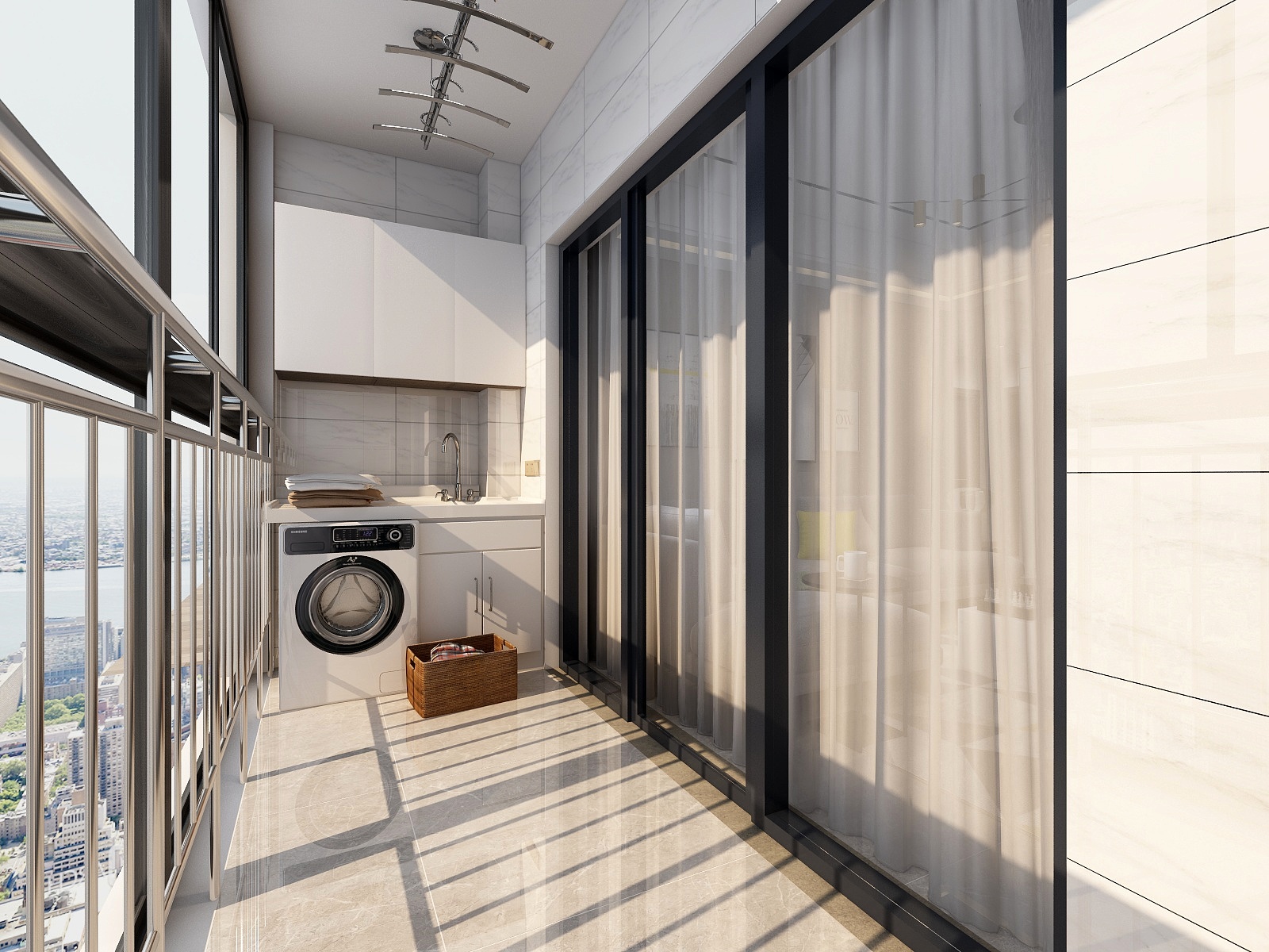 张福梅-现代简约||蓝城一层阳台装修效果图第1张