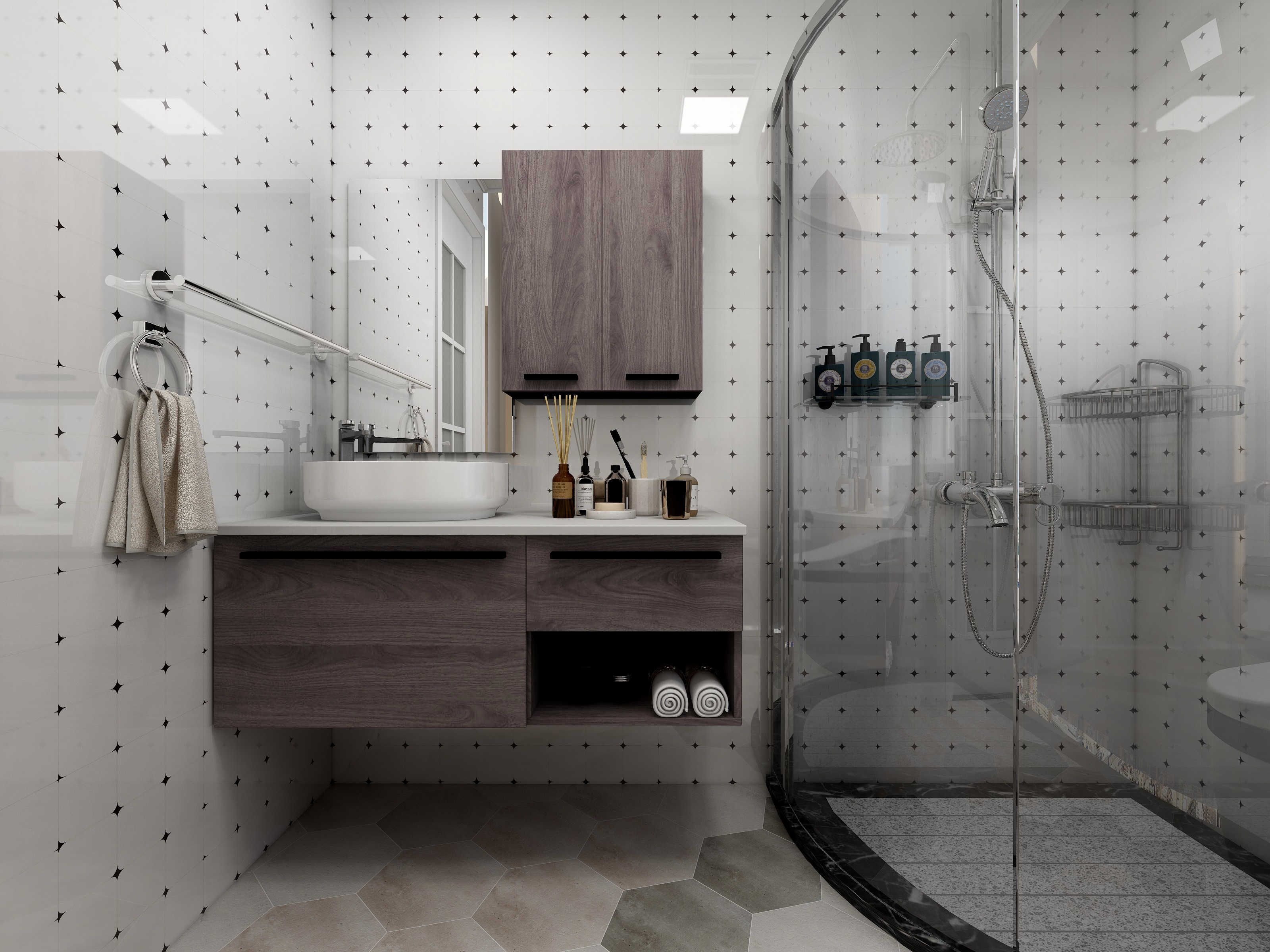 王瑛-132方北欧两居一层主卫装修效果图第2张