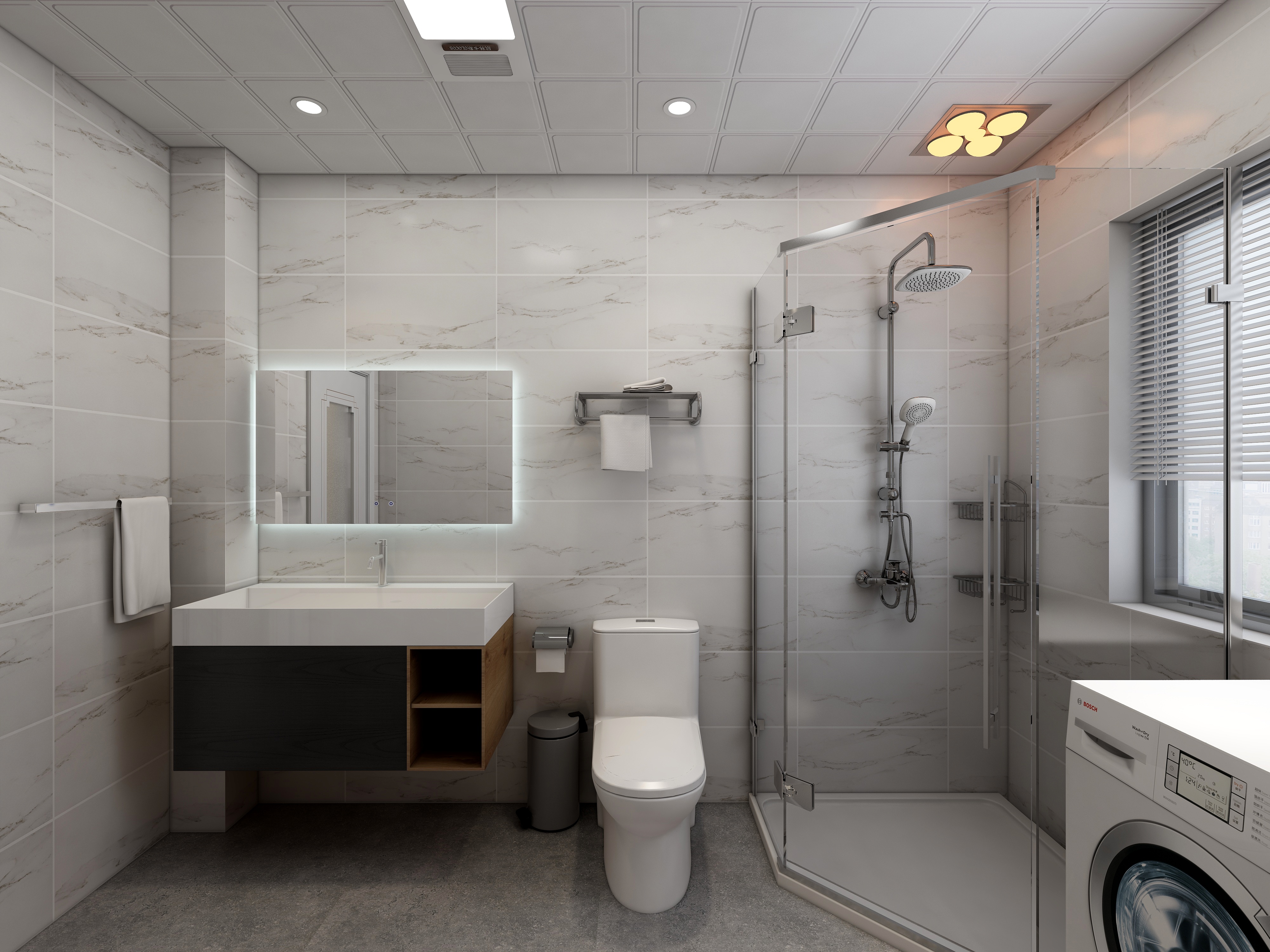 李青越-134㎡新中式两居一层公卫装修效果图第2张