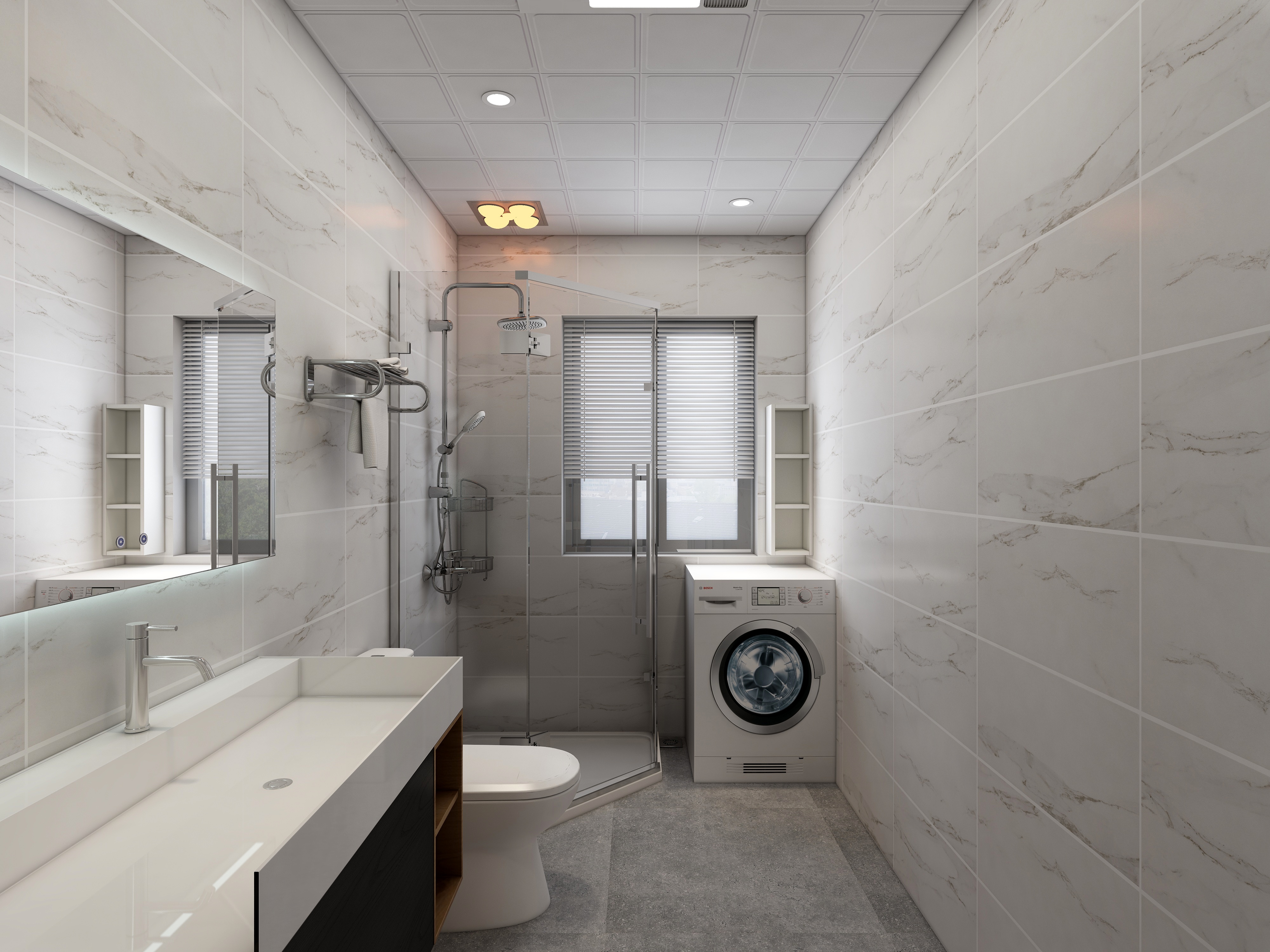 李青越-134㎡新中式两居一层公卫装修效果图第1张