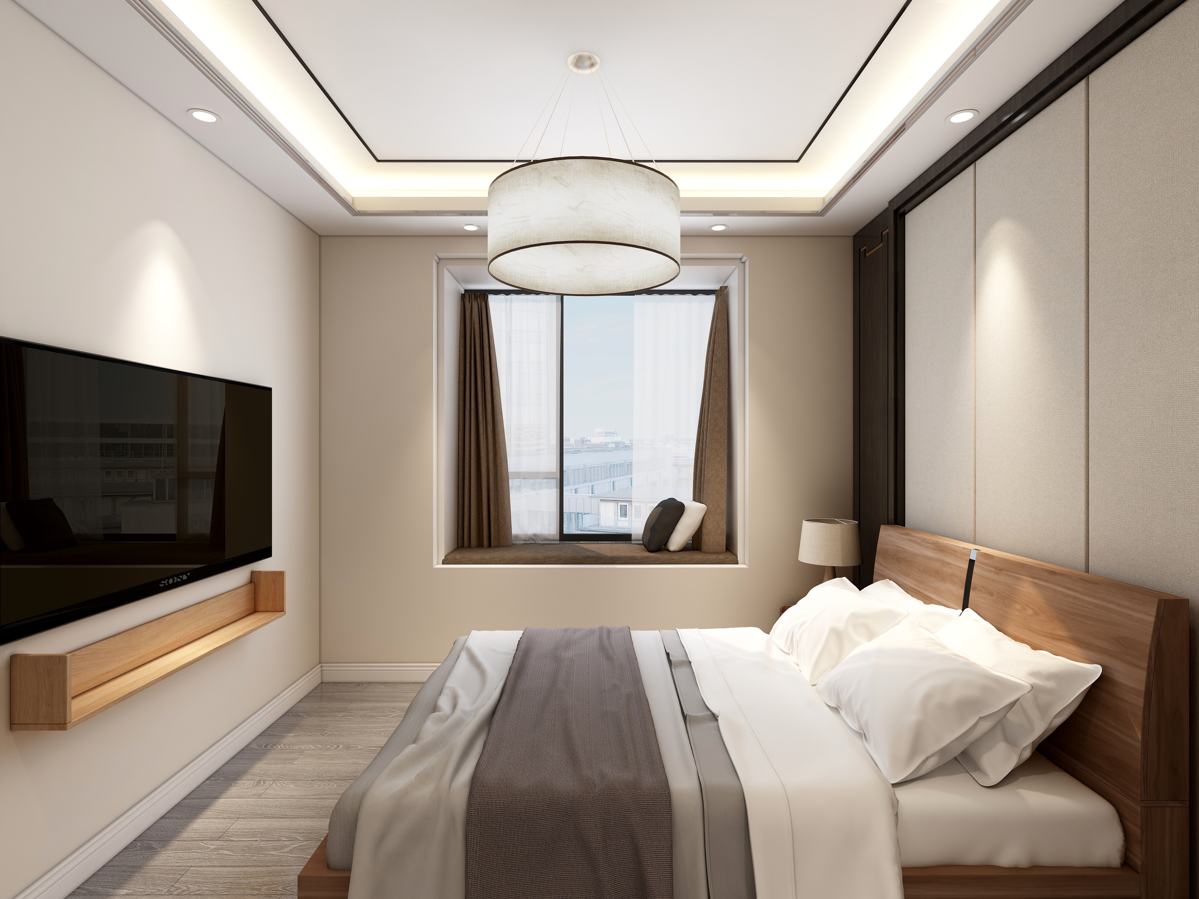 李青越-134㎡新中式两居一层次卧装修效果图第3张