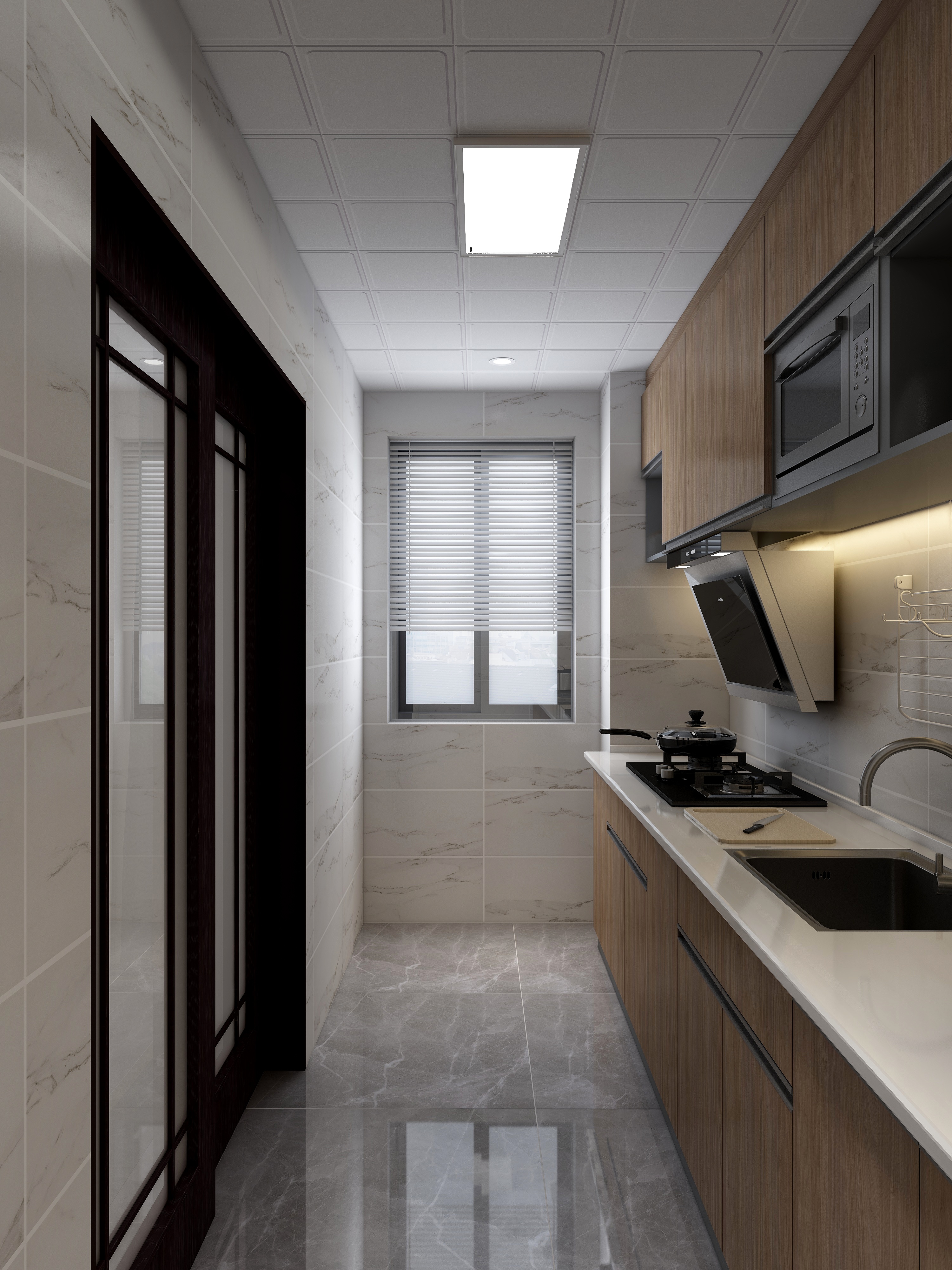 李青越-134㎡新中式两居一层厨房装修效果图第1张