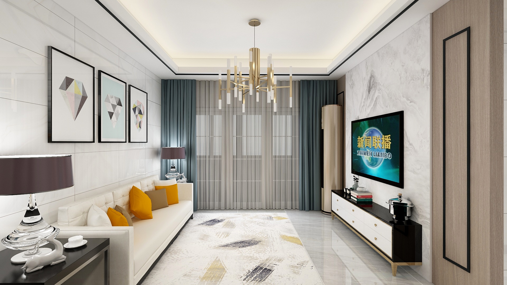 180****1311AxPl-怀德峰景89.00㎡01户型3室2厅1卫1厨-装修设计方案