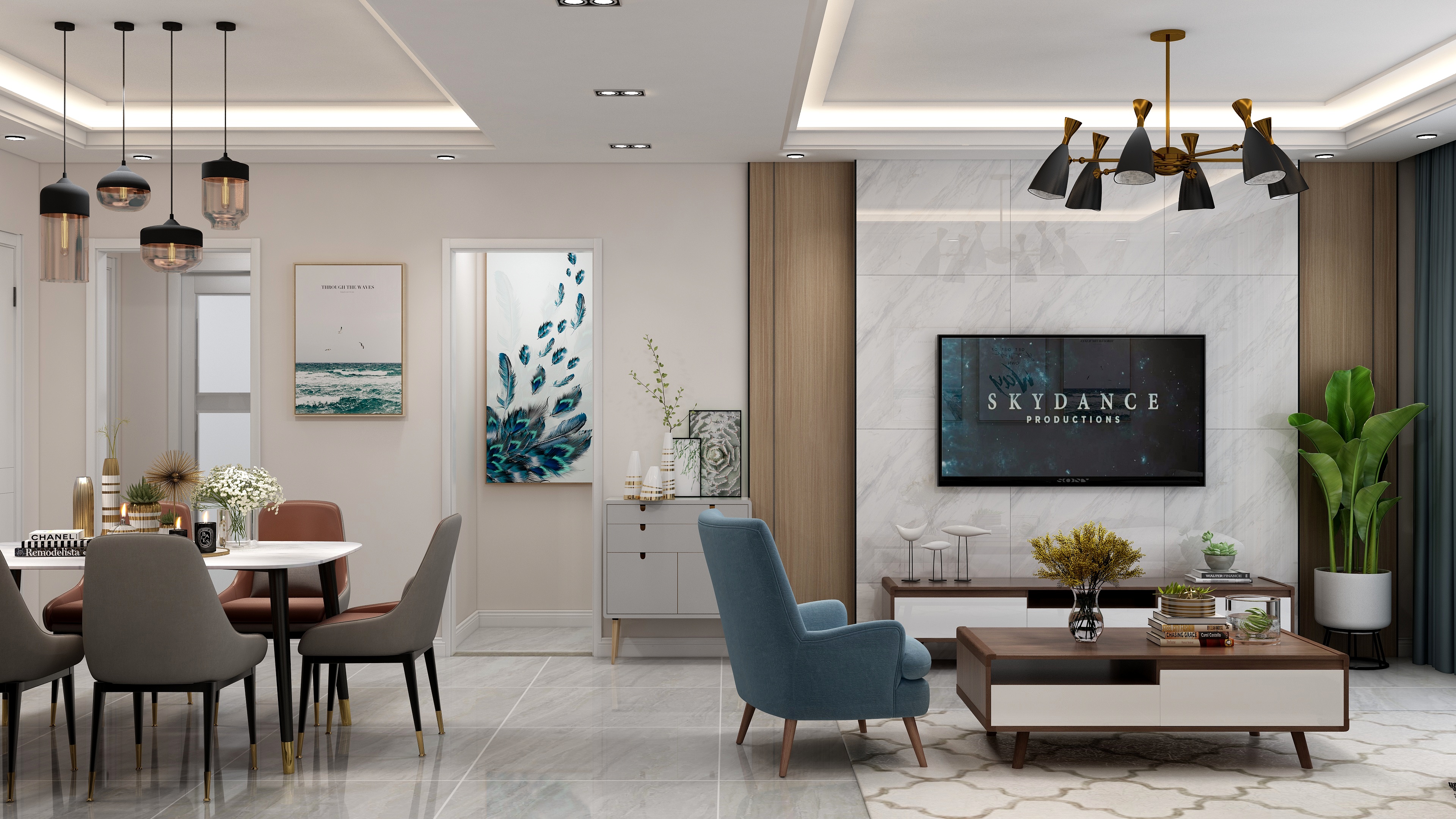 刘春伟-126方现代三居装修效果图